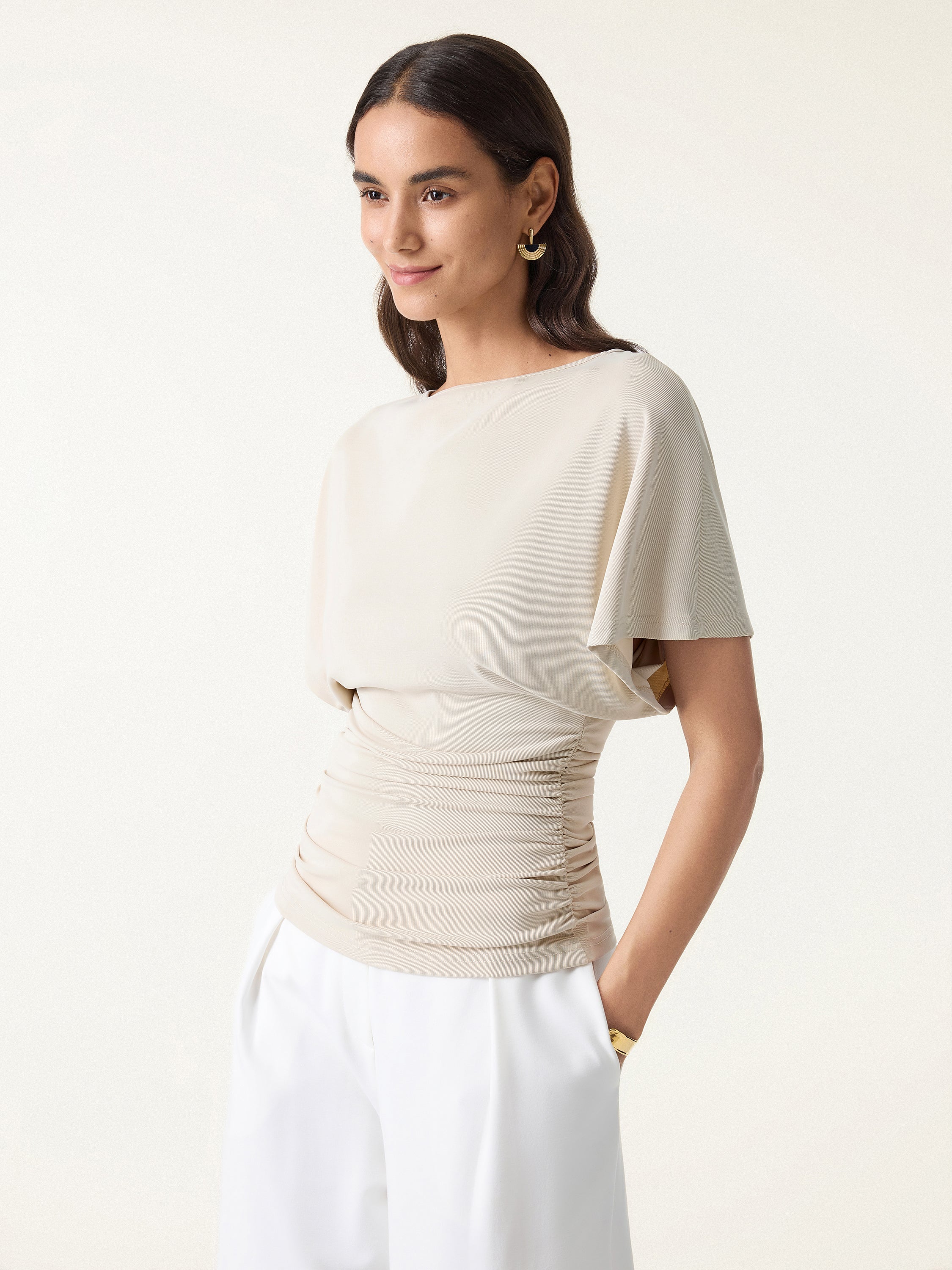 2Pcs Set Boatneck Batwing Sleeve Top & Wide Leg Palazzo Pant with Pockets - Image 8