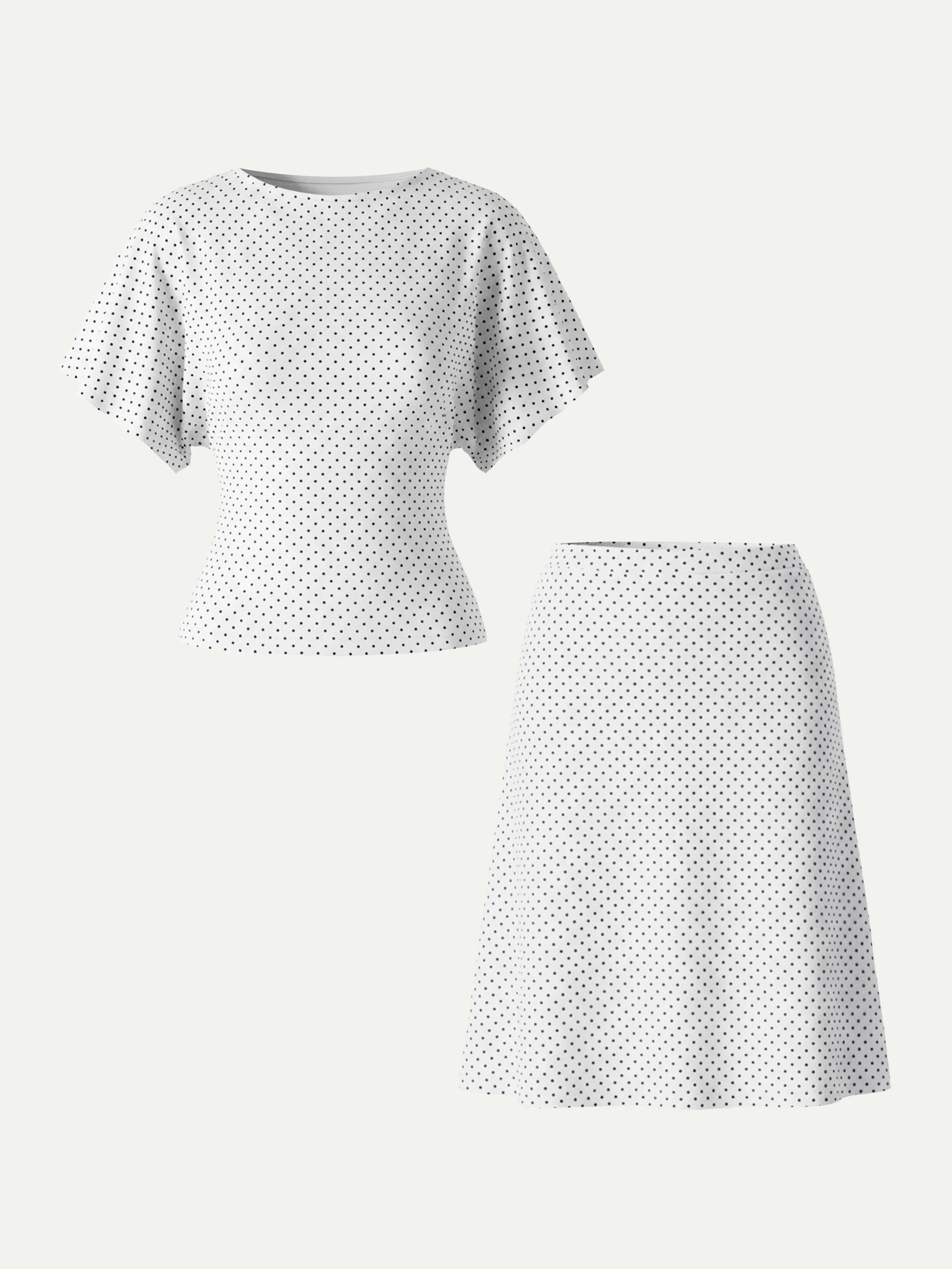 Soft Stretch Cotton Boatneck Flutter Sleeves Polka Dot Top Limited Edition - Image 4