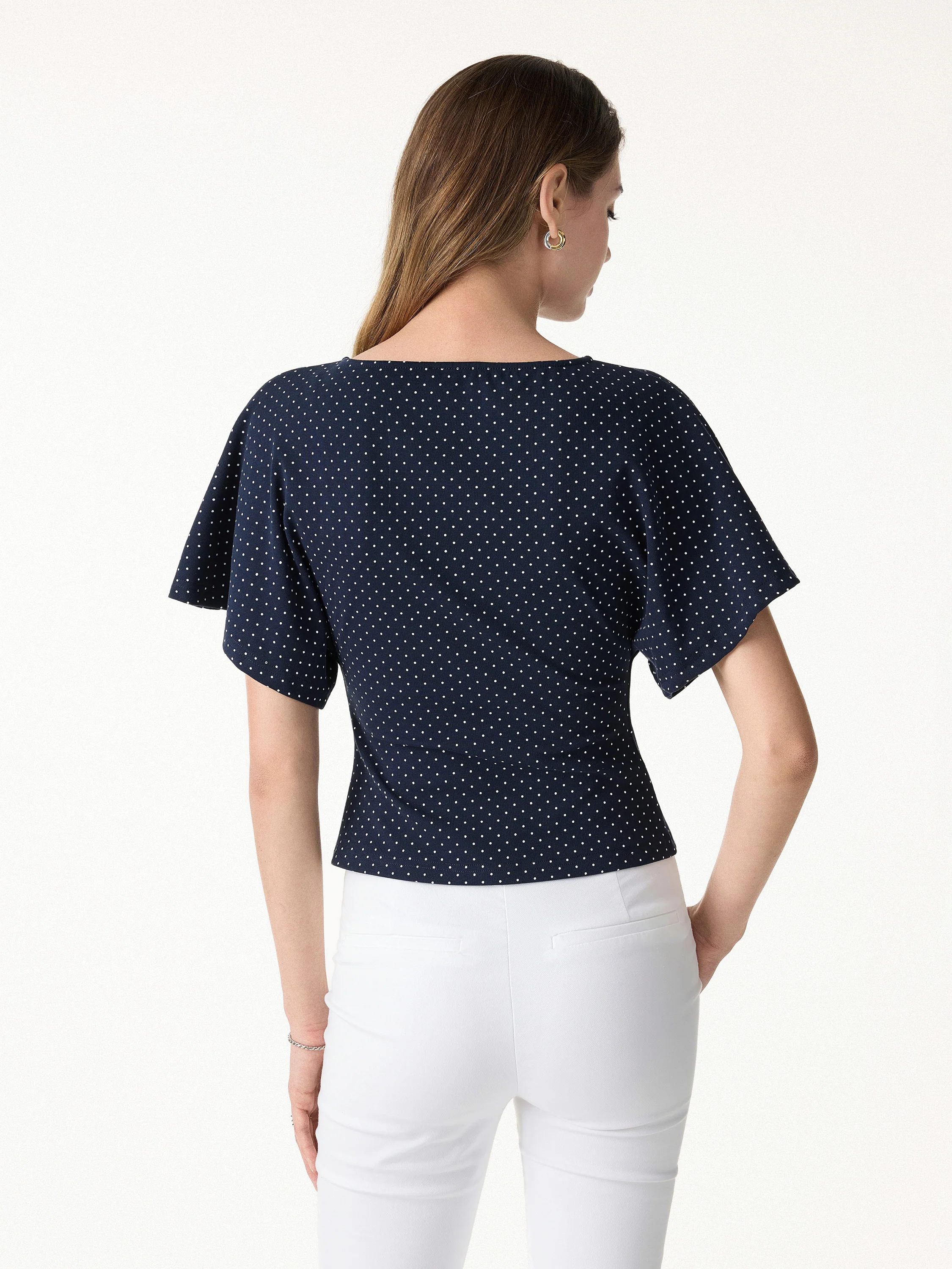 2Pcs Set Boatneck Flutter Sleeves Polka Dot Top & A-Line Flare Skirt Limited Edition - Image 5