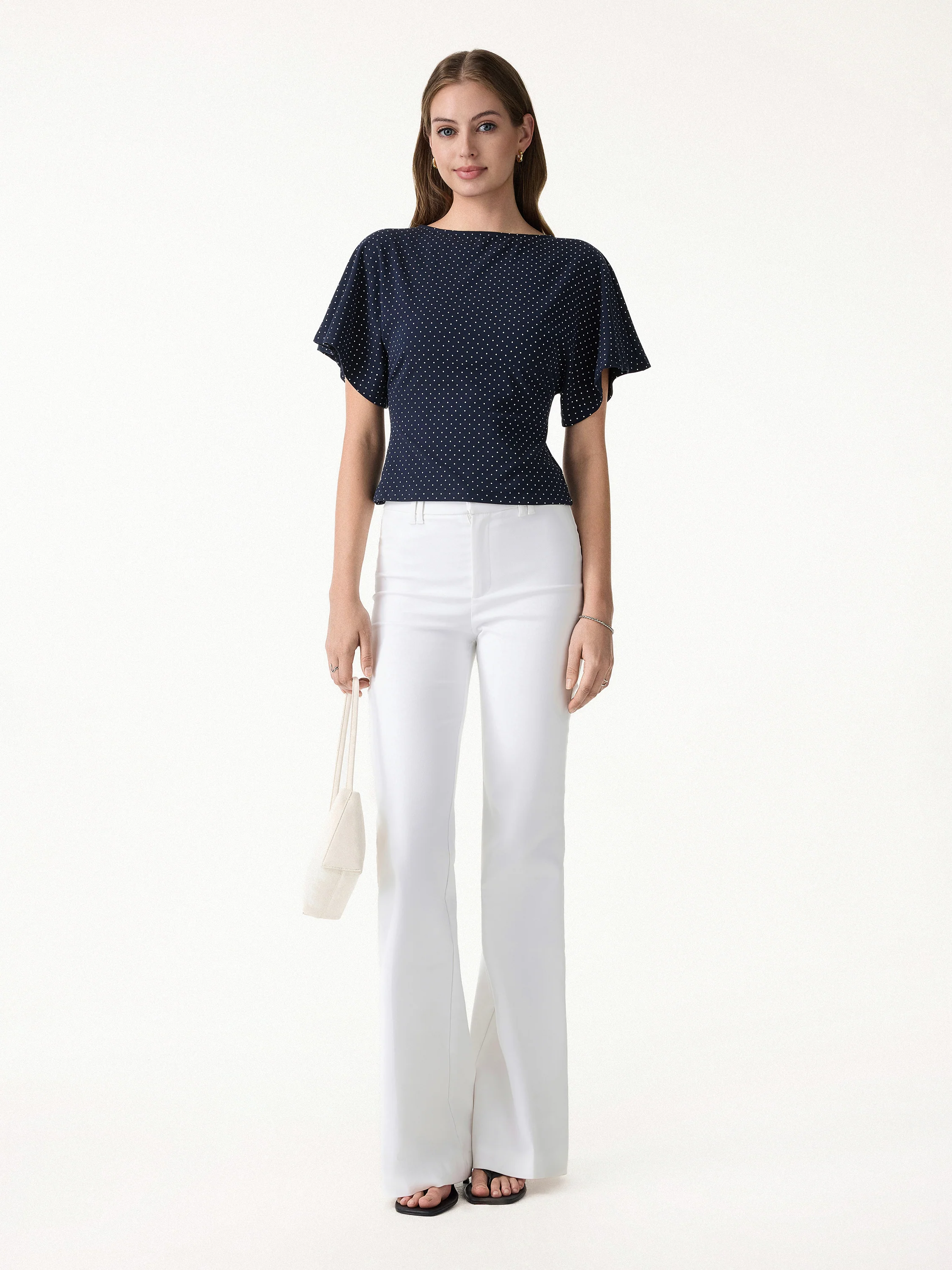 2Pcs Set Boatneck Flutter Sleeves Polka Dot Top & A-Line Flare Skirt Limited Edition - Image 8
