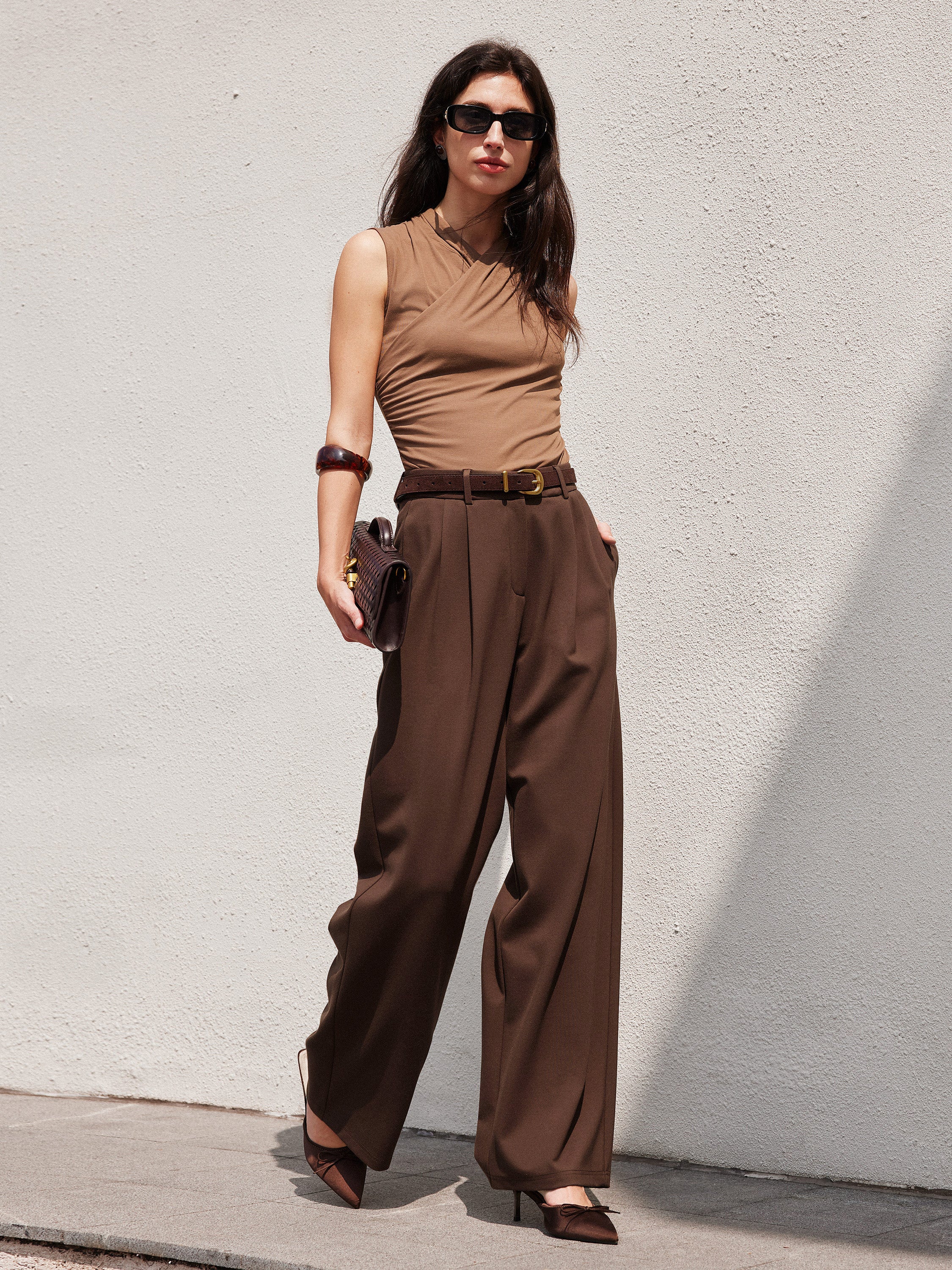 2Pcs Set Boatneck Relaxed Top & Wide Leg Pant with Pockets - Image 11