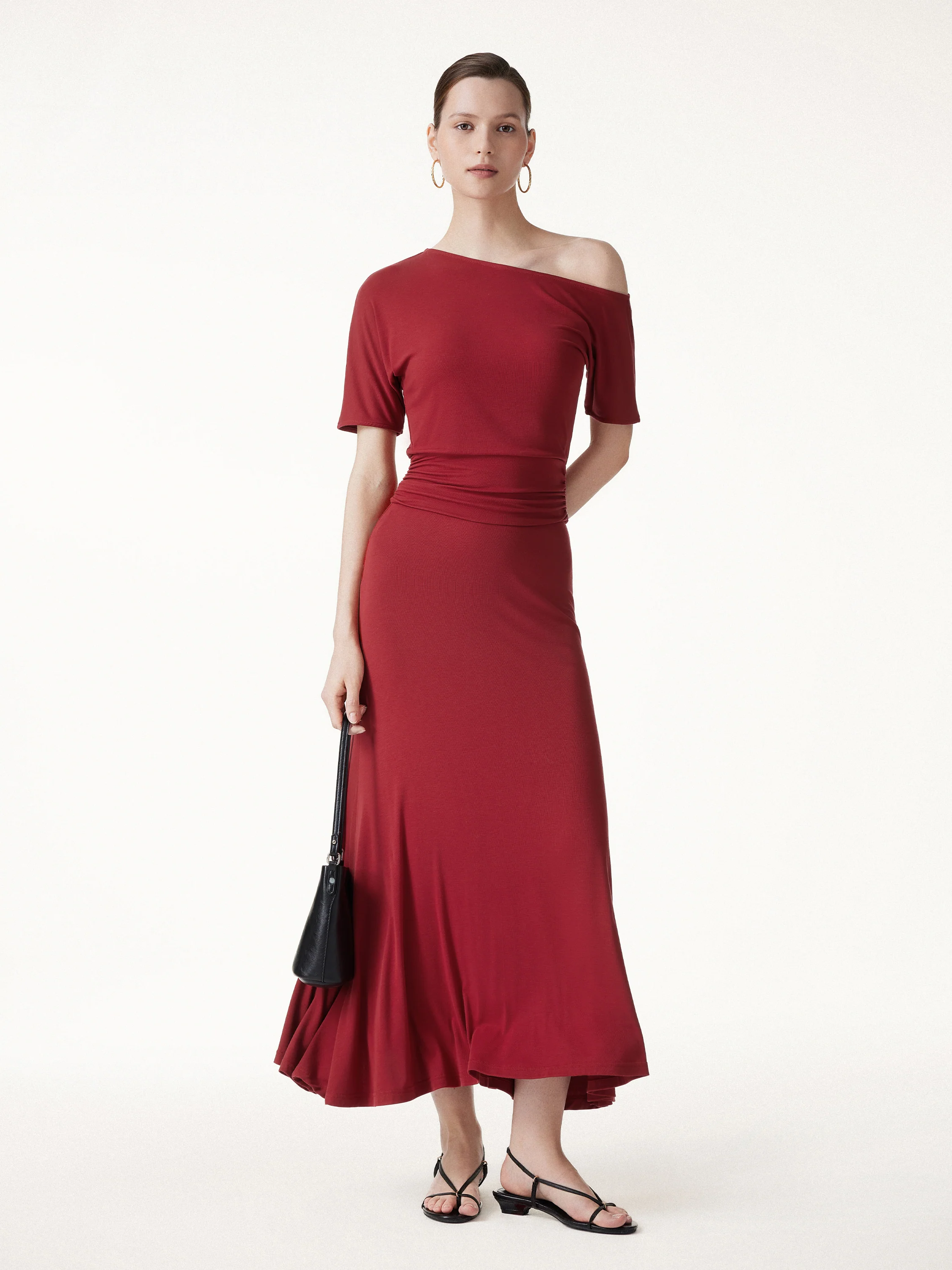 2Pcs Set CoolTouch Short Sleeve Top & Maxi Flared Skirt - Image 2