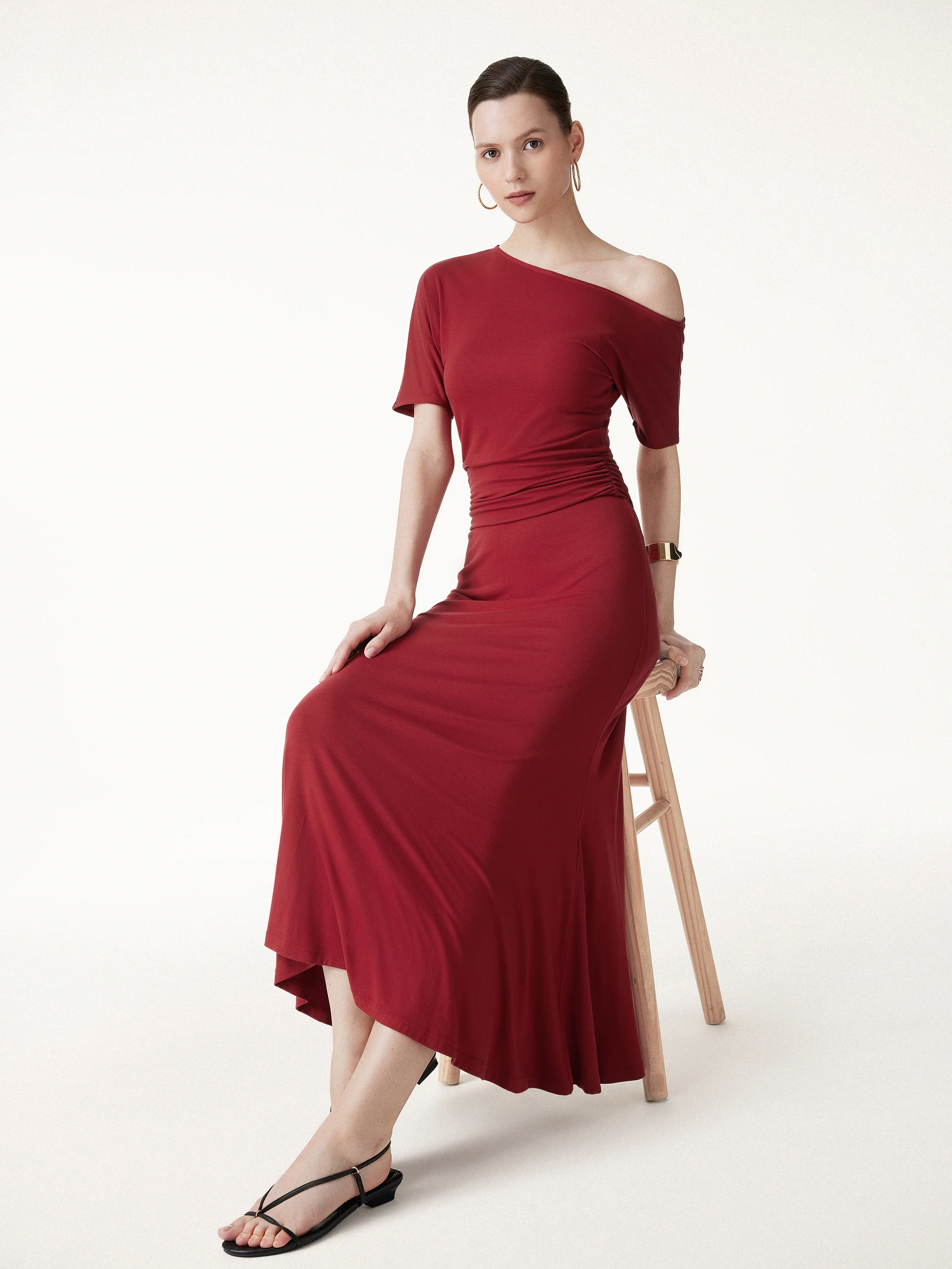 2Pcs Set CoolTouch Short Sleeve Top & Maxi Flared Skirt - Image 4