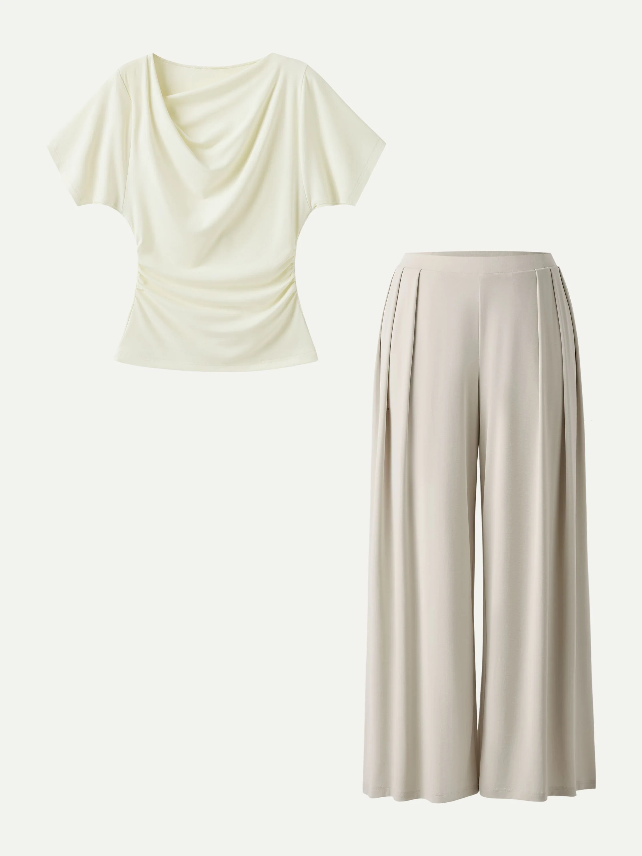 Asymmetrical Cowl Neck Ruched Top - Image 4