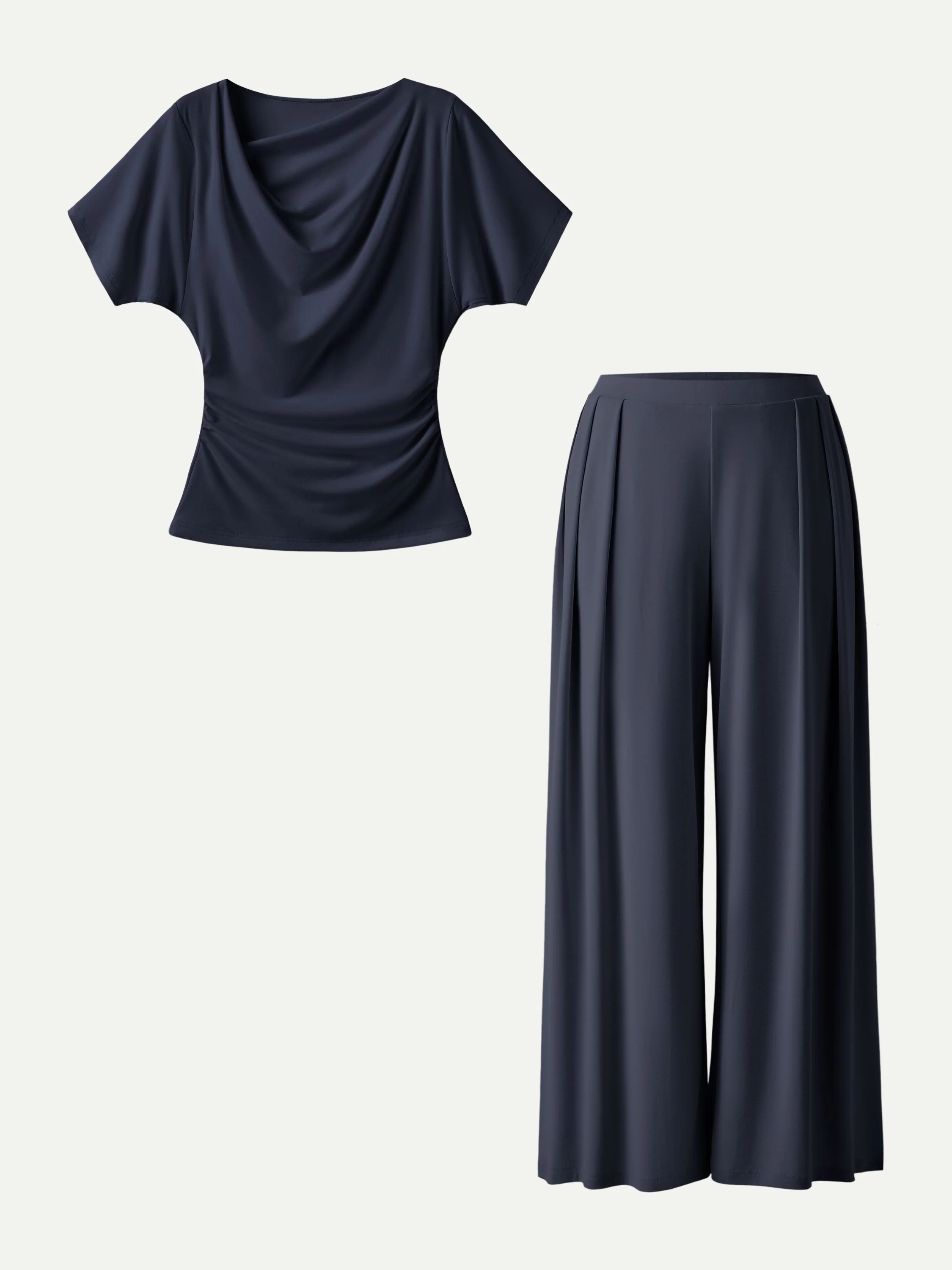 Sandwashed Mid Rise Pleated Wide Leg Palazzo Pant with Pockets - Image 4
