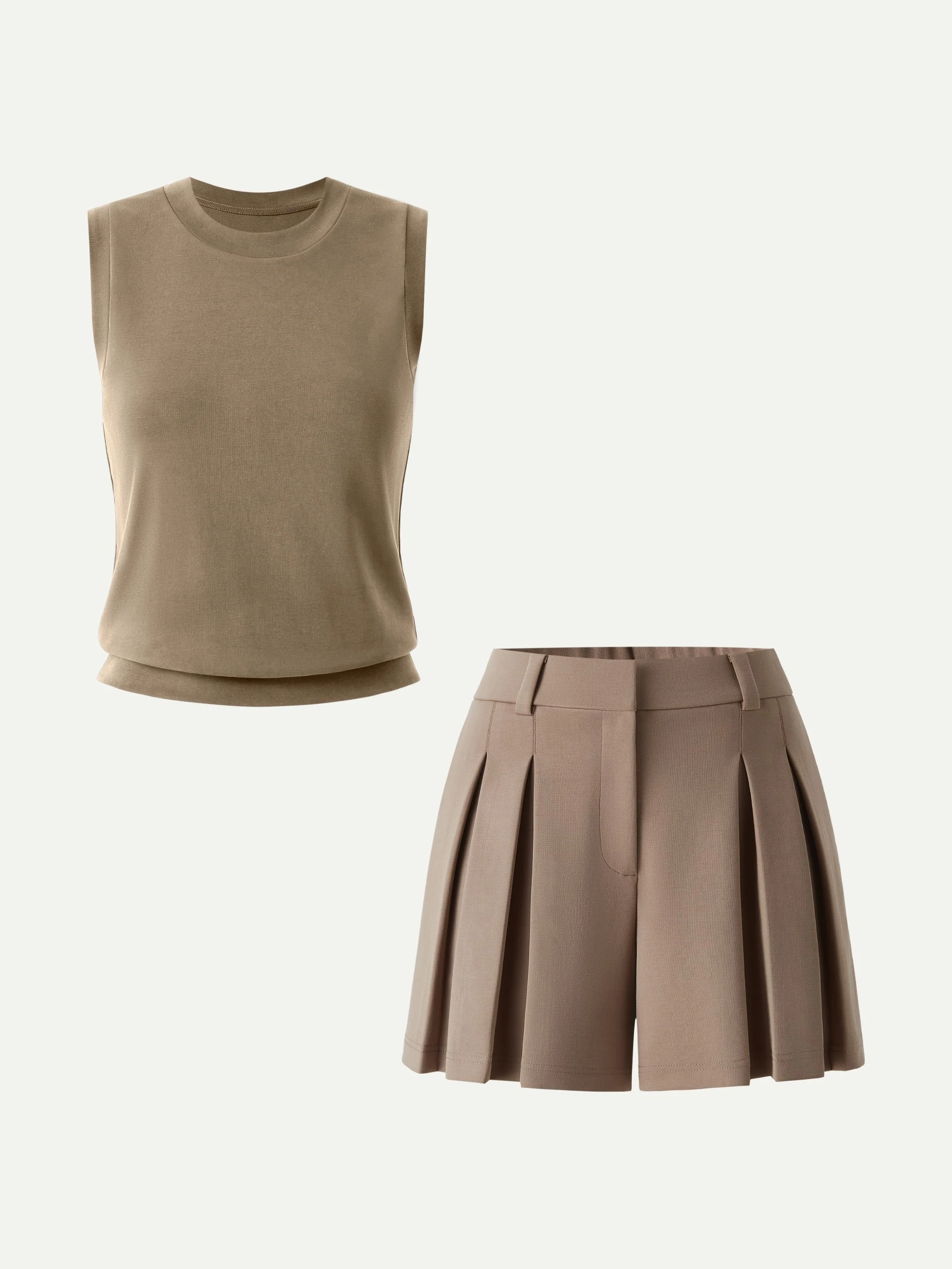 Sandwashed Modal High Rise A-Line Pleated Shorts - Image 8