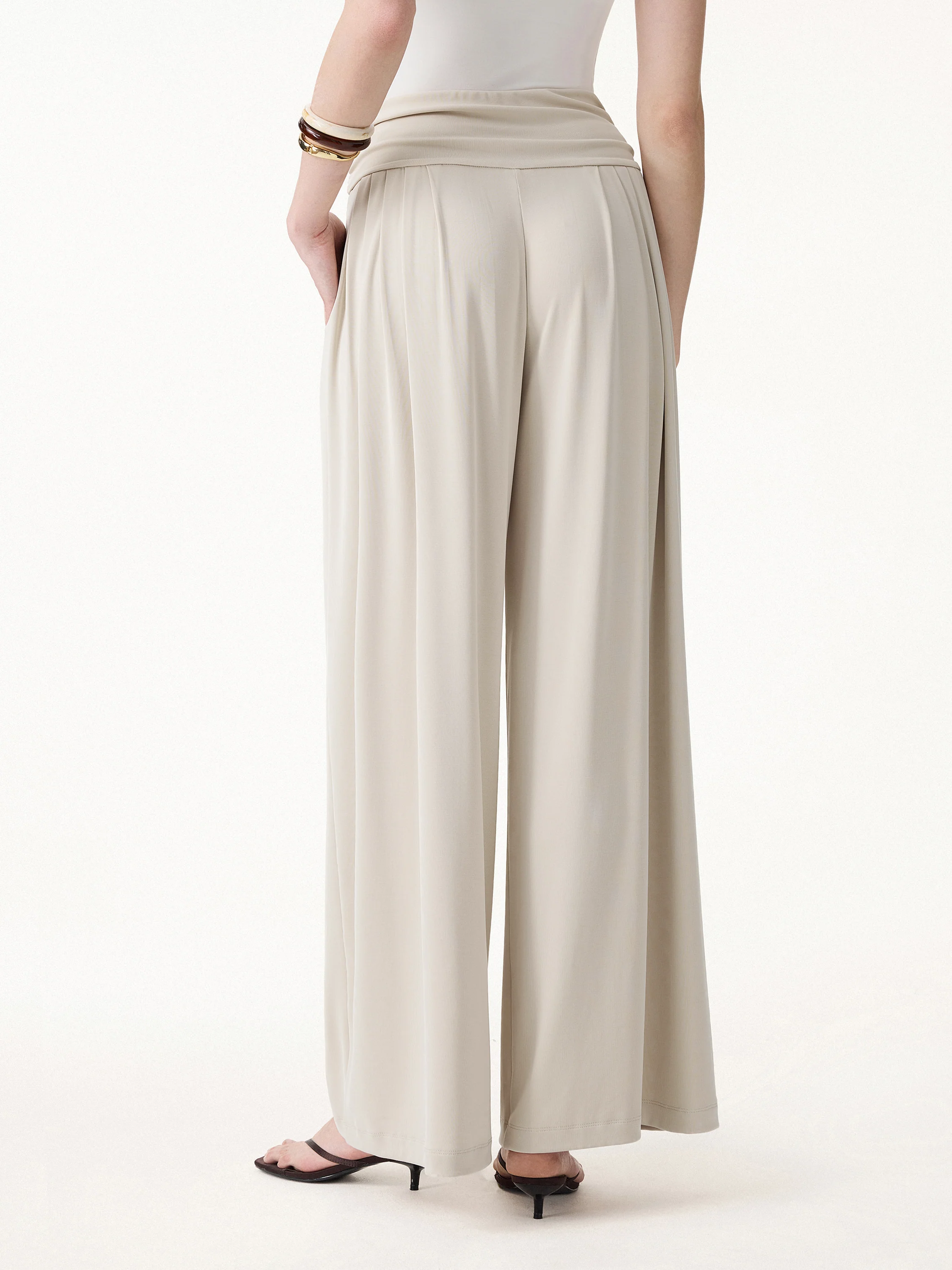 2Pcs Set Criss Cross Bra Top & Tucked Palazzo Pants with Pockets - Image 11