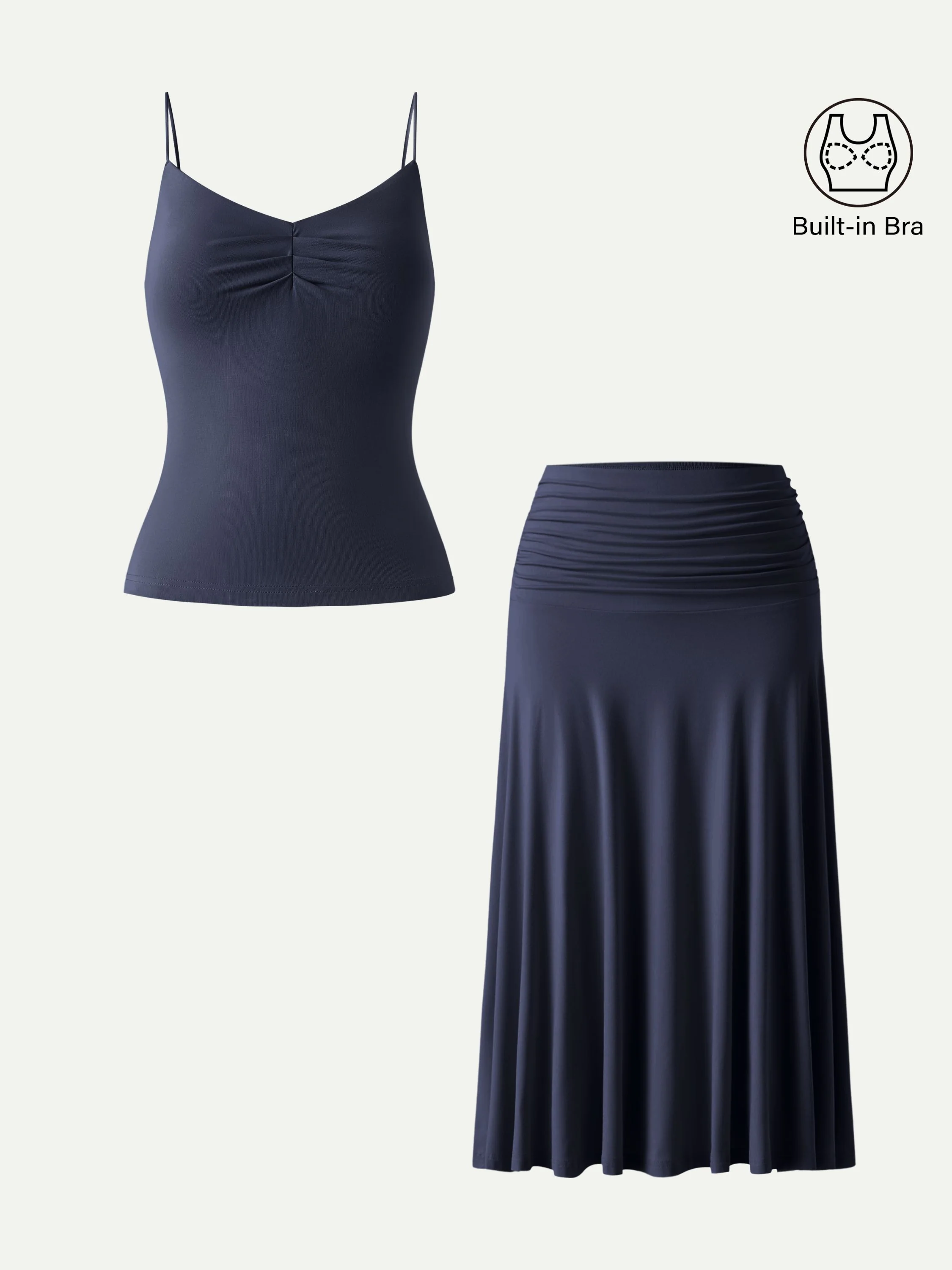 Flowy Side Ruched A-line Midi Skirt - Image 6