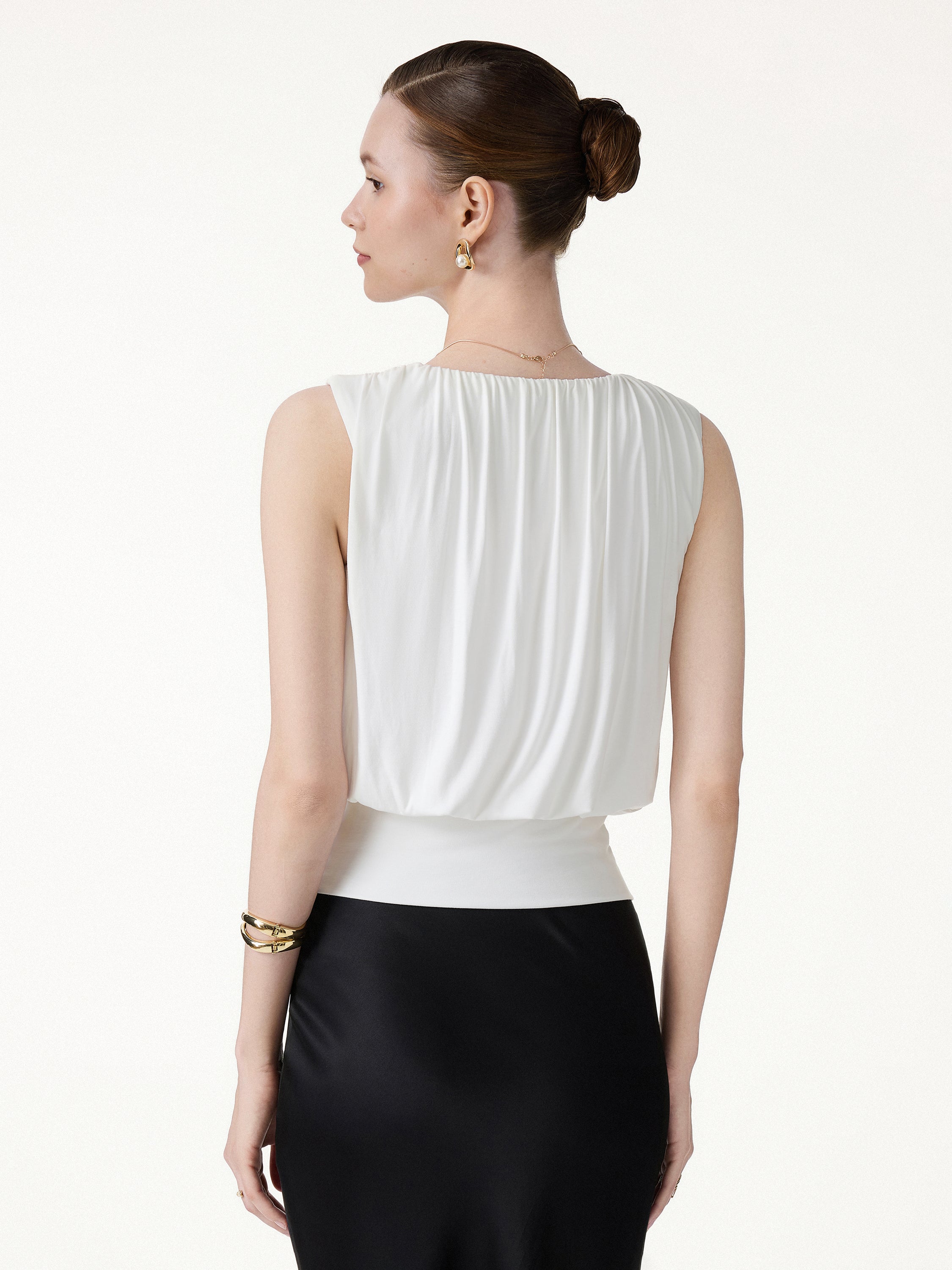 2Pcs Set Gathered Bra Top & Cropped Wide Leg Pants - Image 7