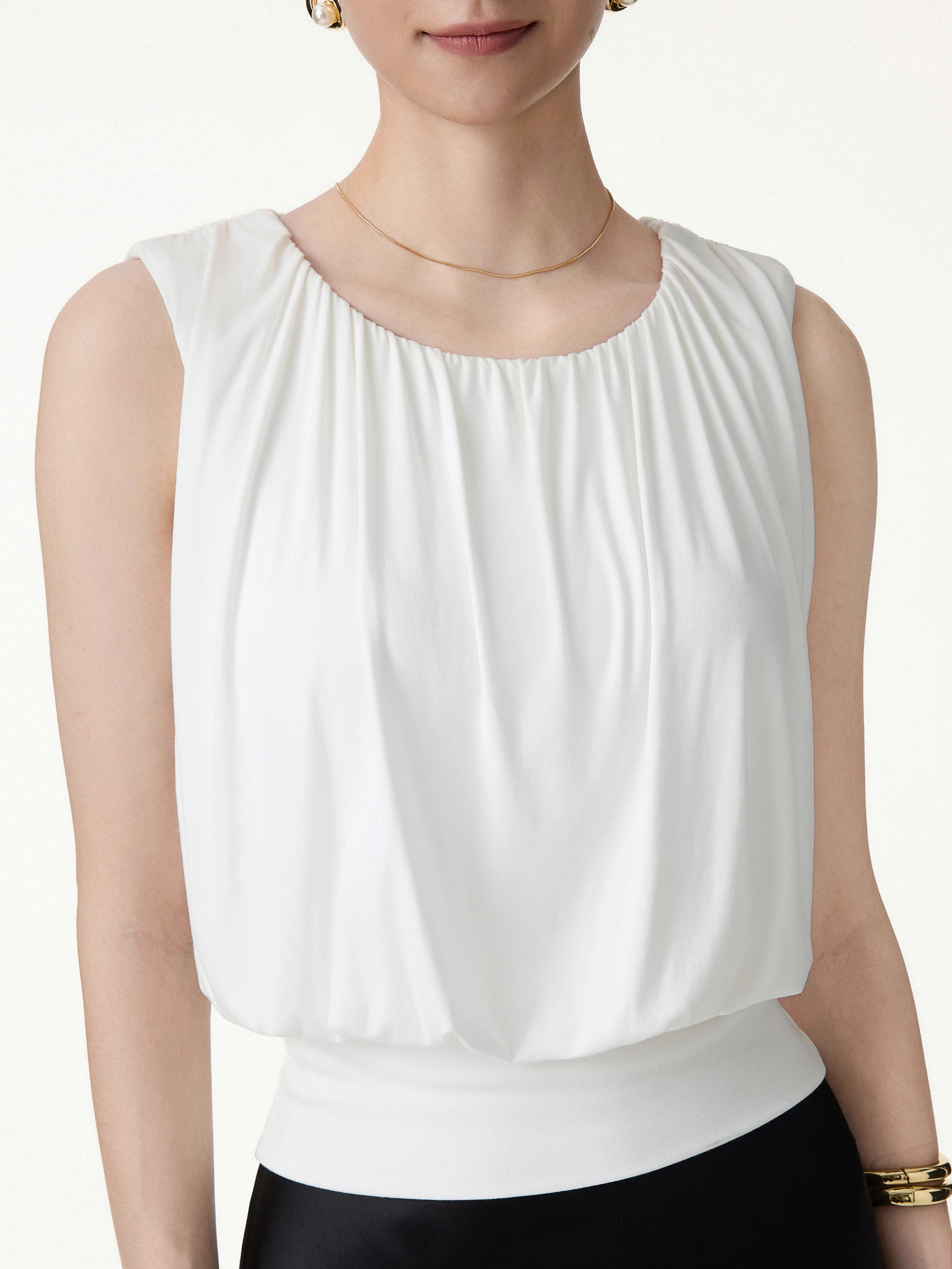 2Pcs Set Gathered Bra Top & Cropped Wide Leg Pants - Image 8