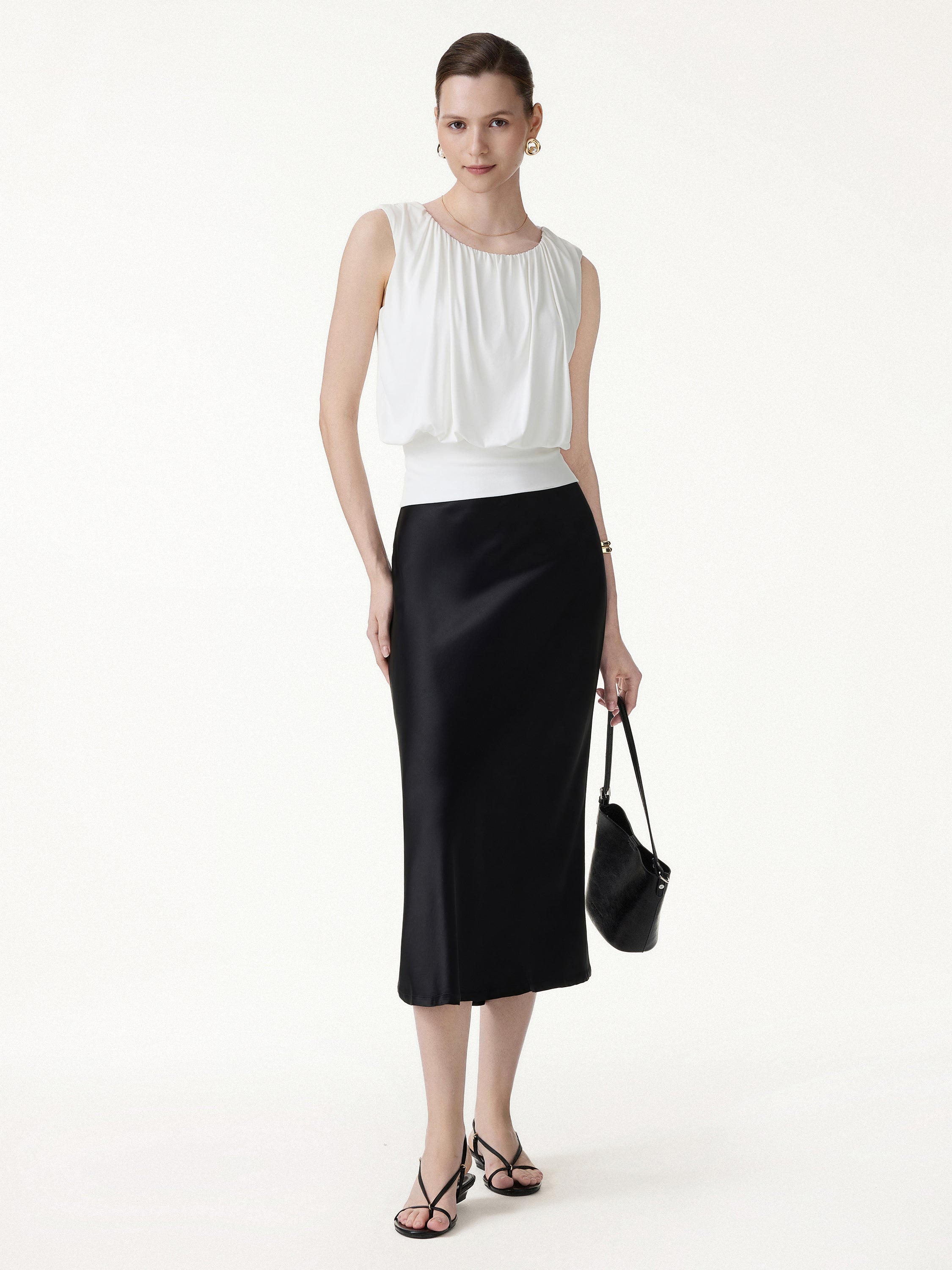 2Pcs Set Gathered Bra Top & Cropped Wide Leg Pants - Image 9