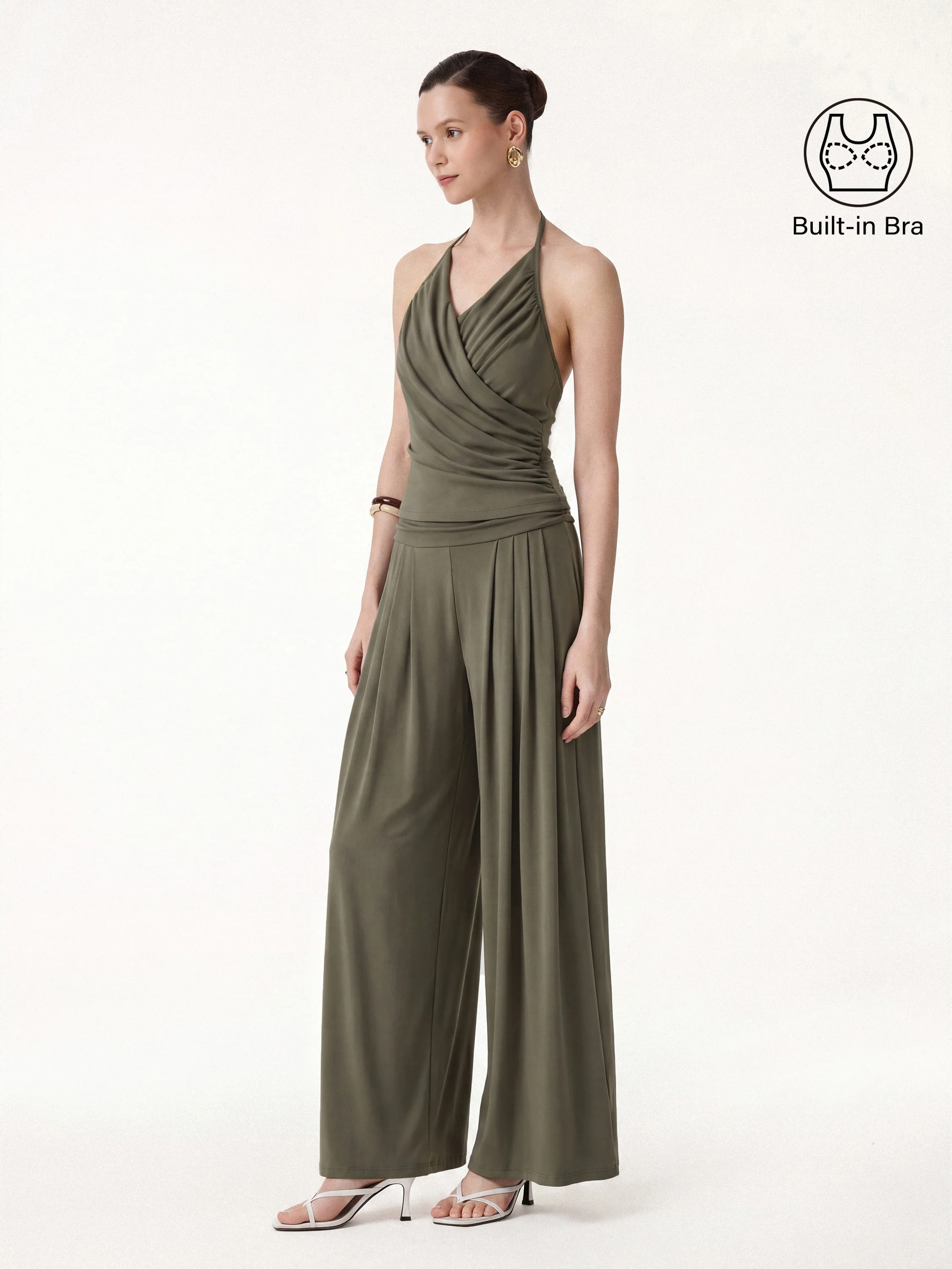 Modal Halter Neck Surplice Ruched Bandless Bra Top - Image 6