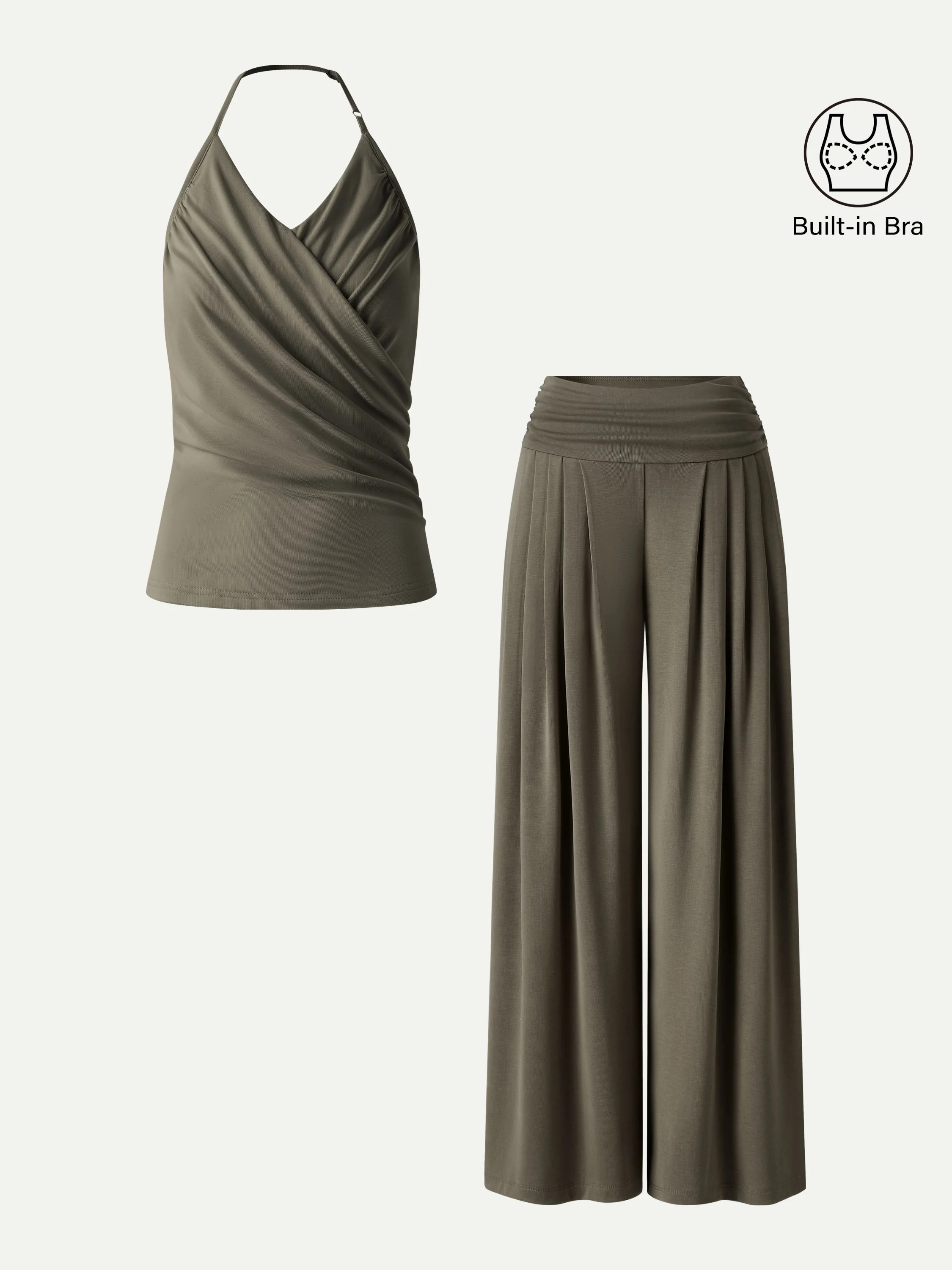 Modal Halter Neck Surplice Ruched Bandless Bra Top - Image 5