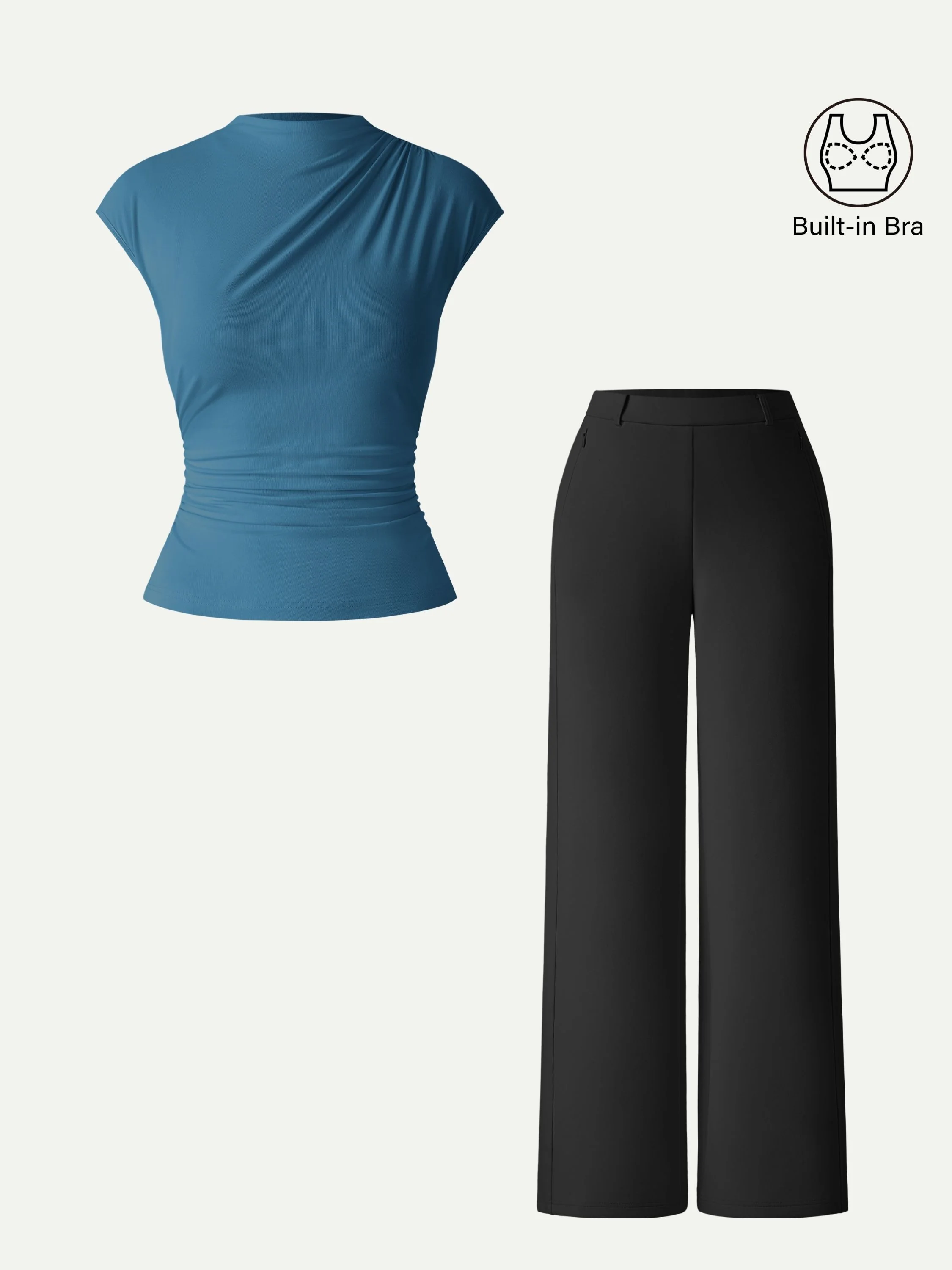 Stretch Cotton Blend Slimming High Rise Wide Leg Pant - Image 4