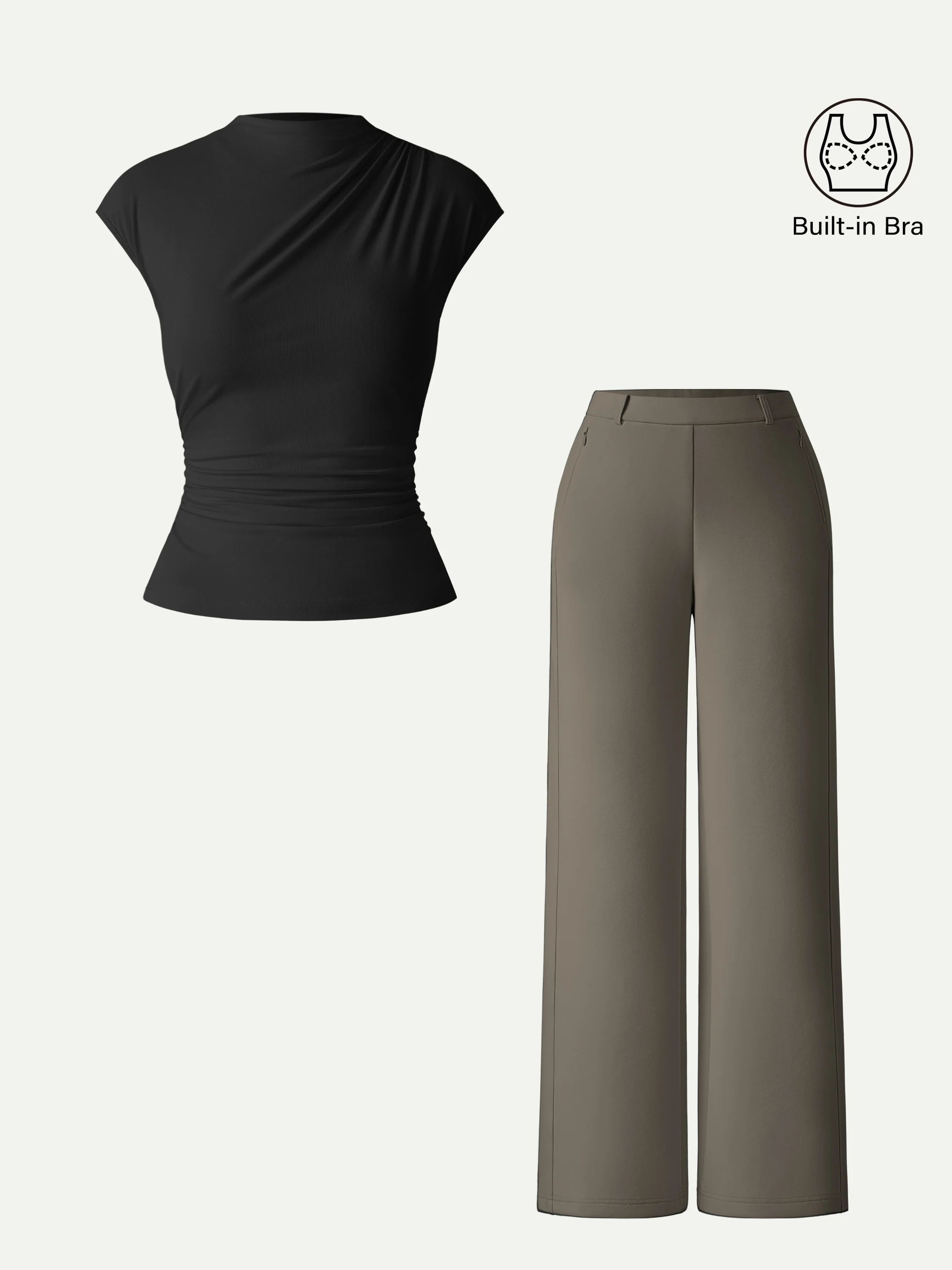 Stretch Cotton Blend Slimming High Rise Wide Leg Pant - Image 5