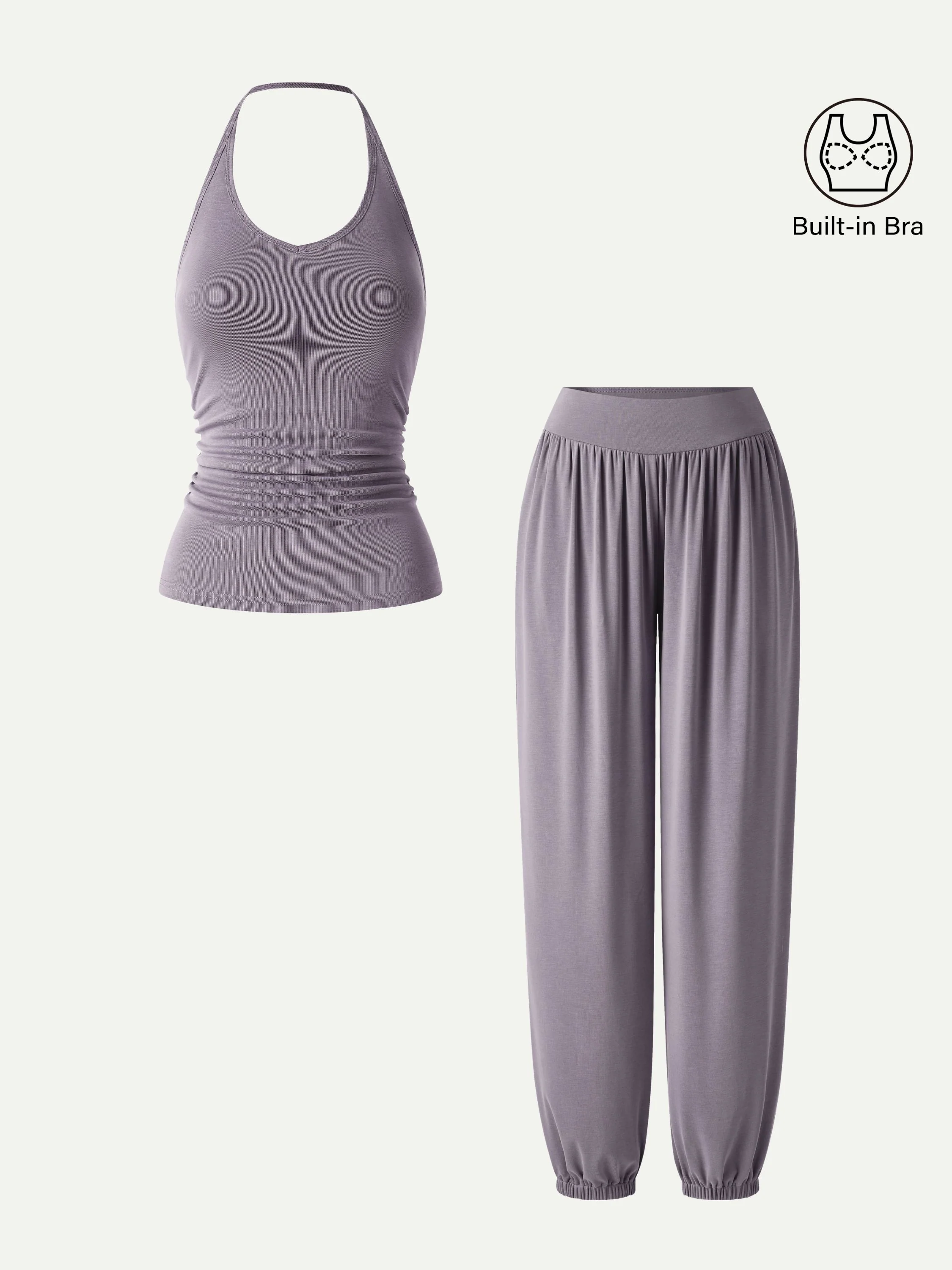 2Pcs Set Open Back Bra Top & Balloon Pants with Pockets - Image 7