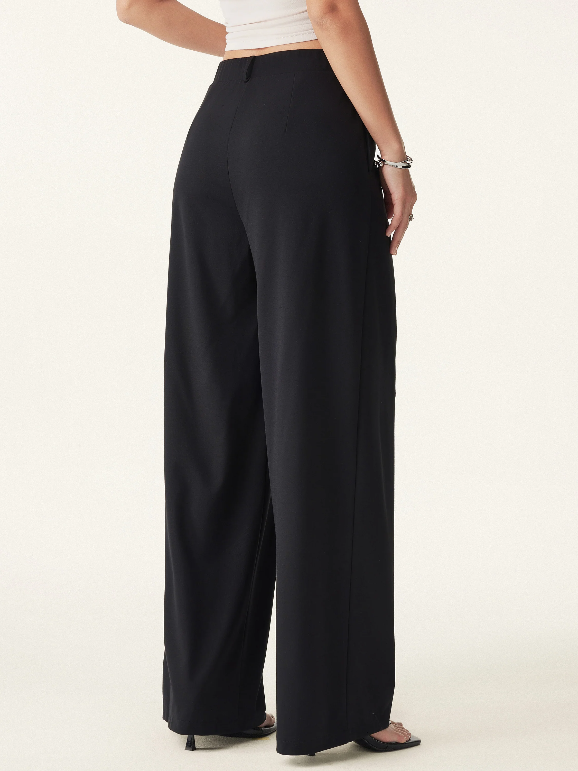 2Pcs Set Open Back Bra Tank & Mid Rise Wide Leg Trouser with Pockets - Image 10