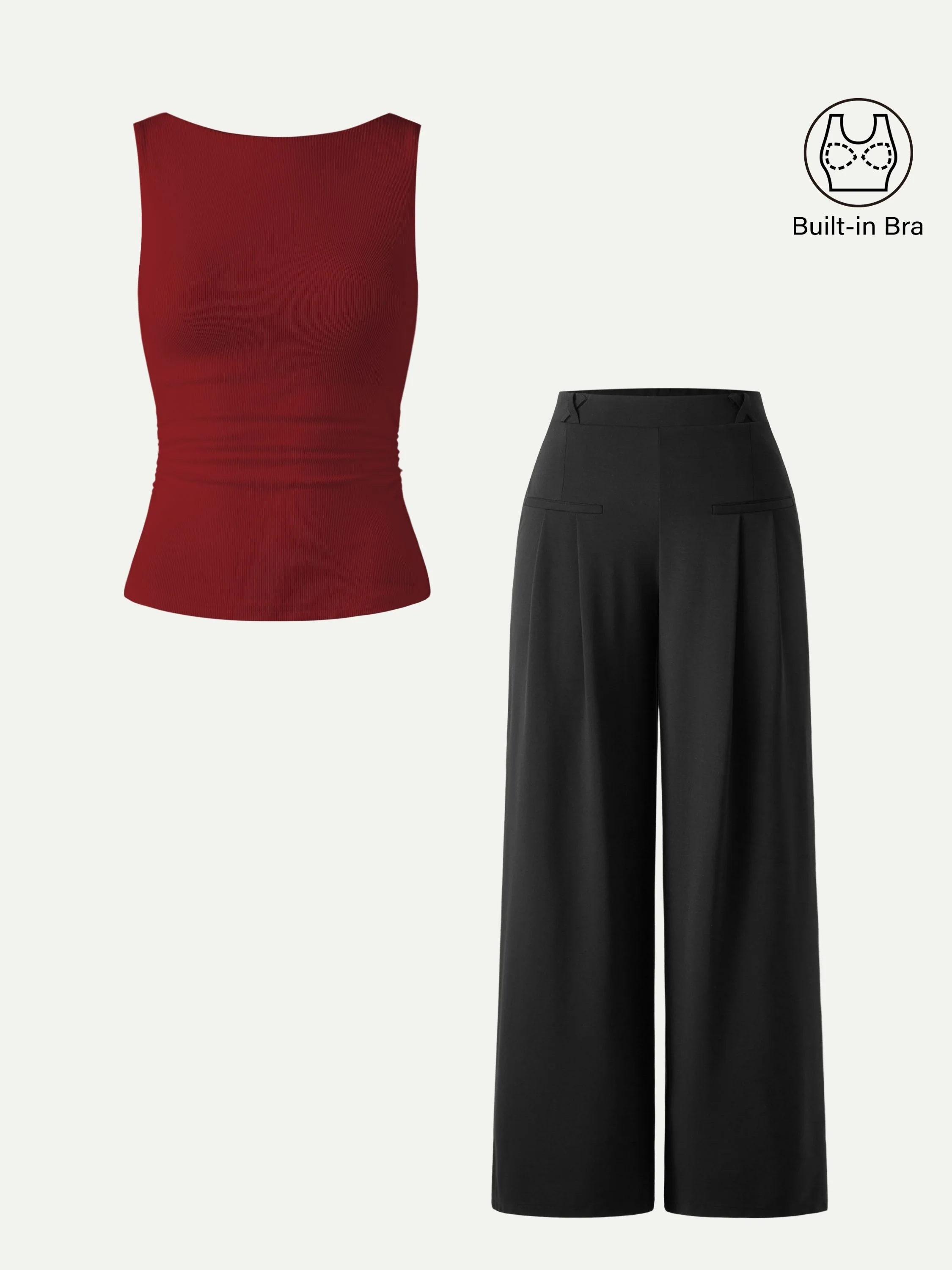 Mid Rise Wide Leg Trouser with Pockets Drapey Bamboo Ponte - Image 4