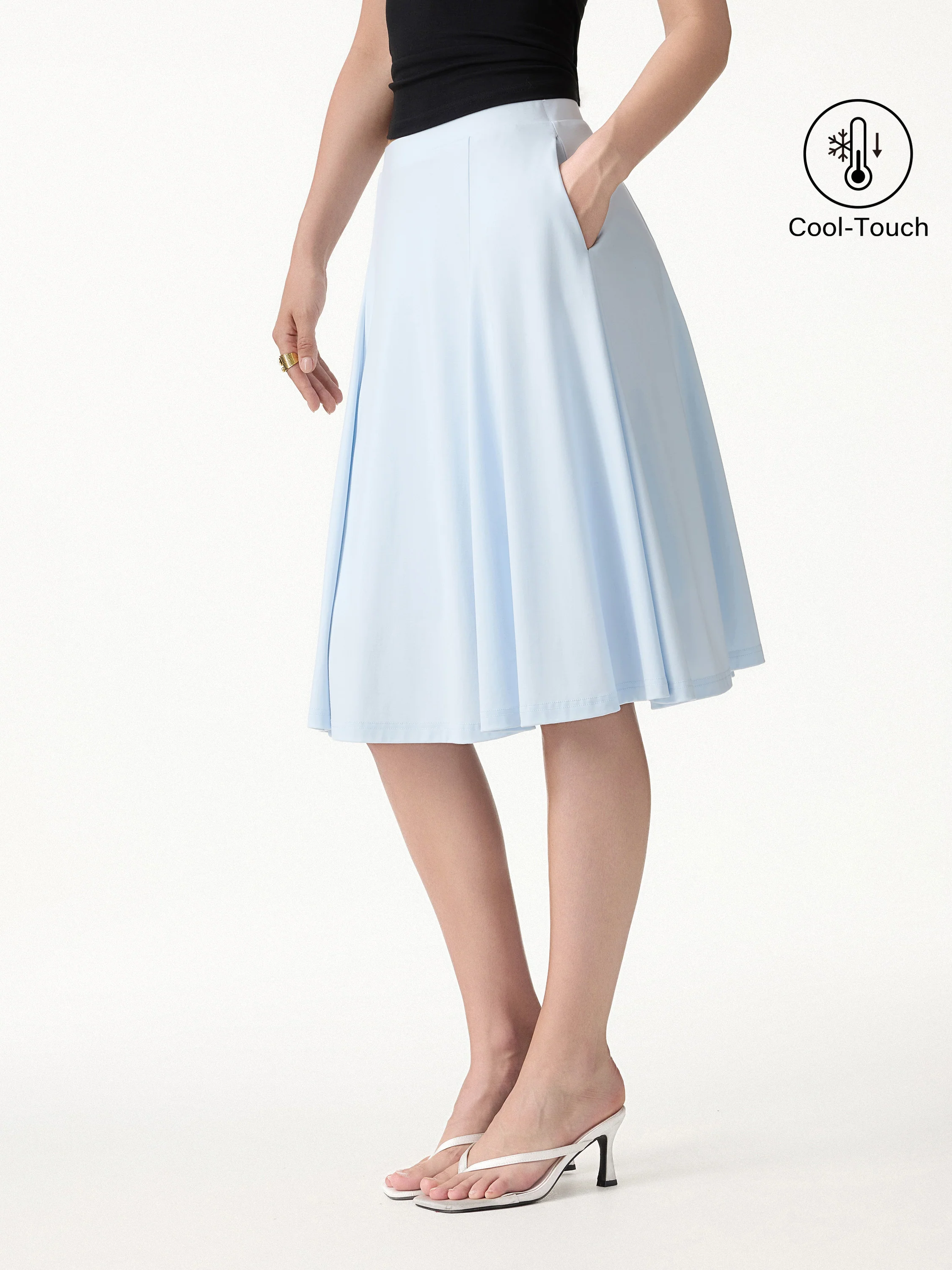 2Pcs Set Ponte Spaghetti Brami & Midi Skirt with Pockets - Image 8