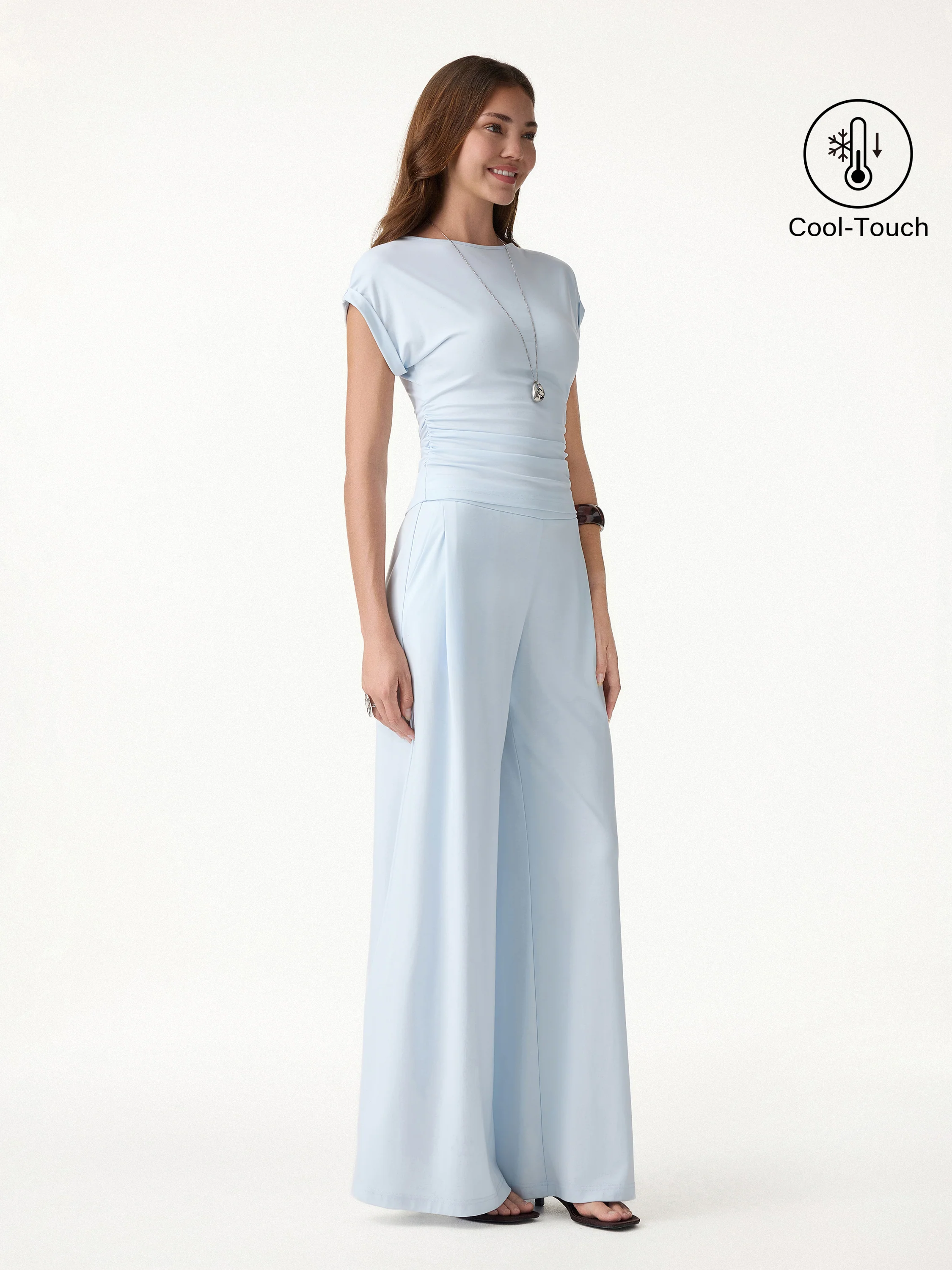 CoolTouch Round Neck Ruched Tee - Image 4