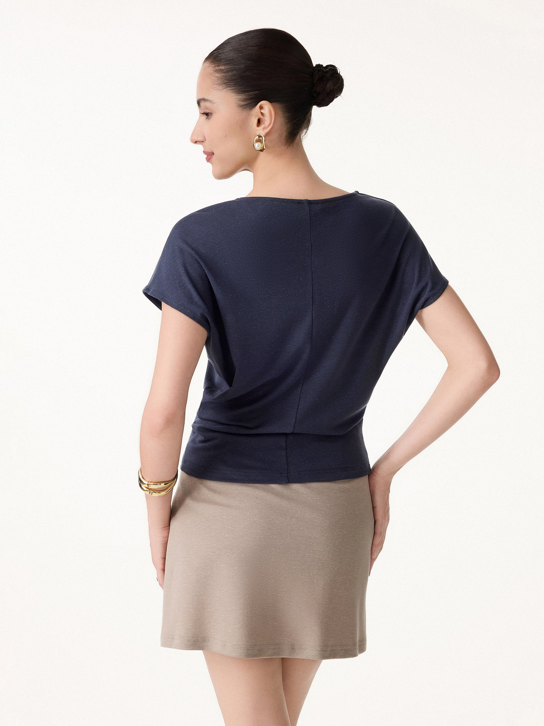 2Pcs Set Round Neck Top & A-Line Maxi Skirt with Pockets - Image 12