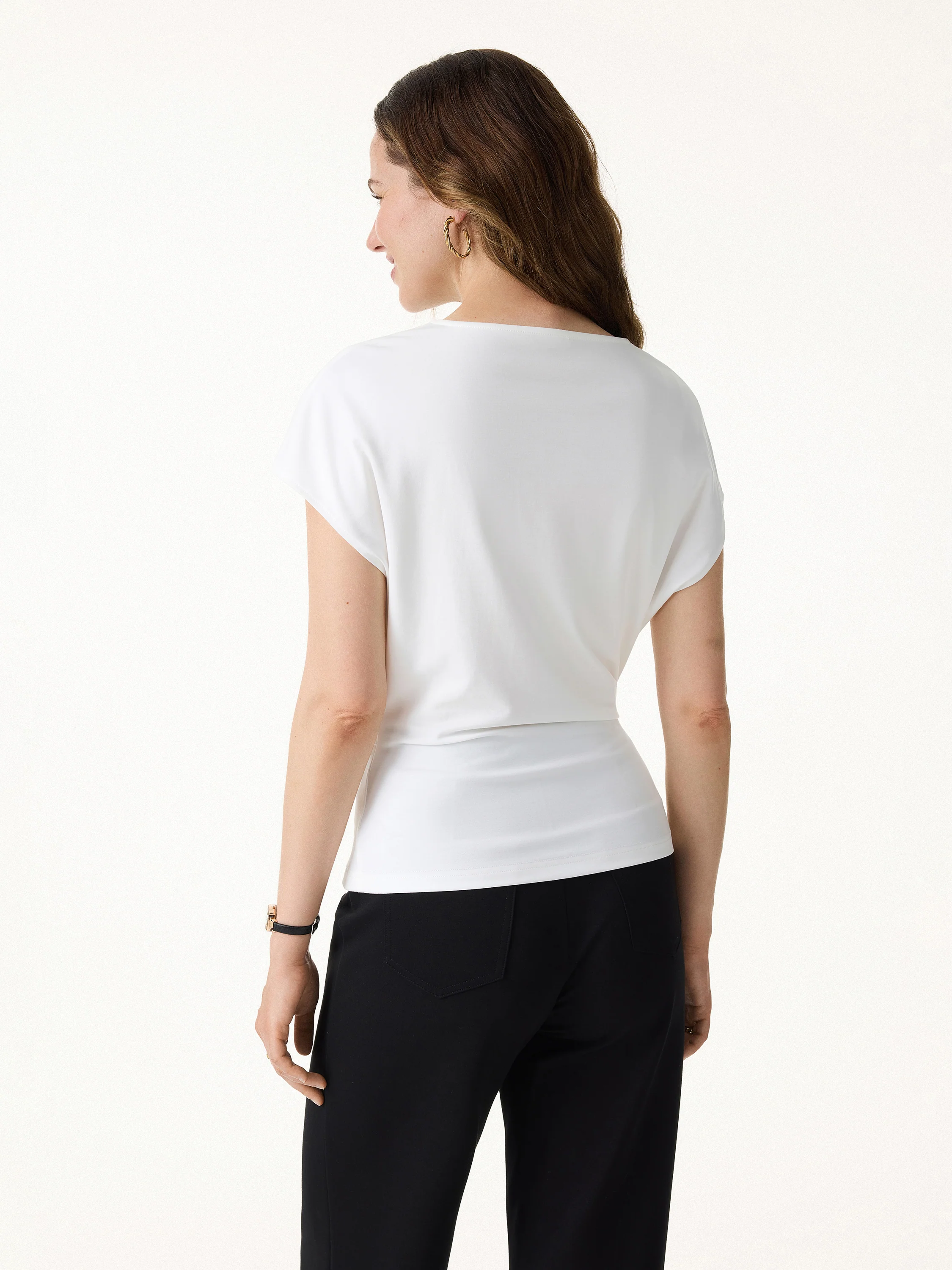 Cooling Ponte Relaxed Round Neck Tucked Top - Image 5