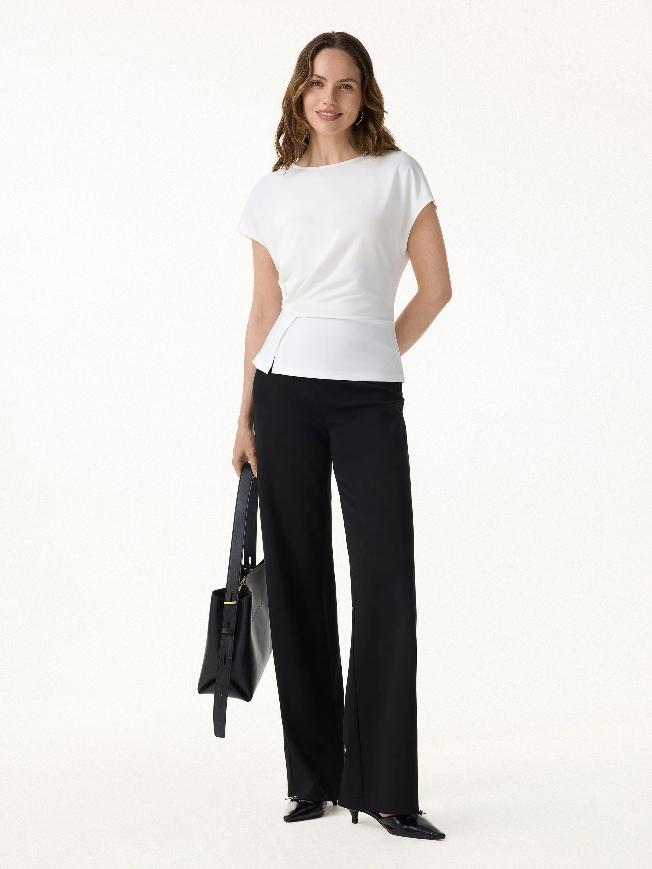 2Pcs Set Round Neck Tucked Top & Wide Leg The Success Pants - Image 9