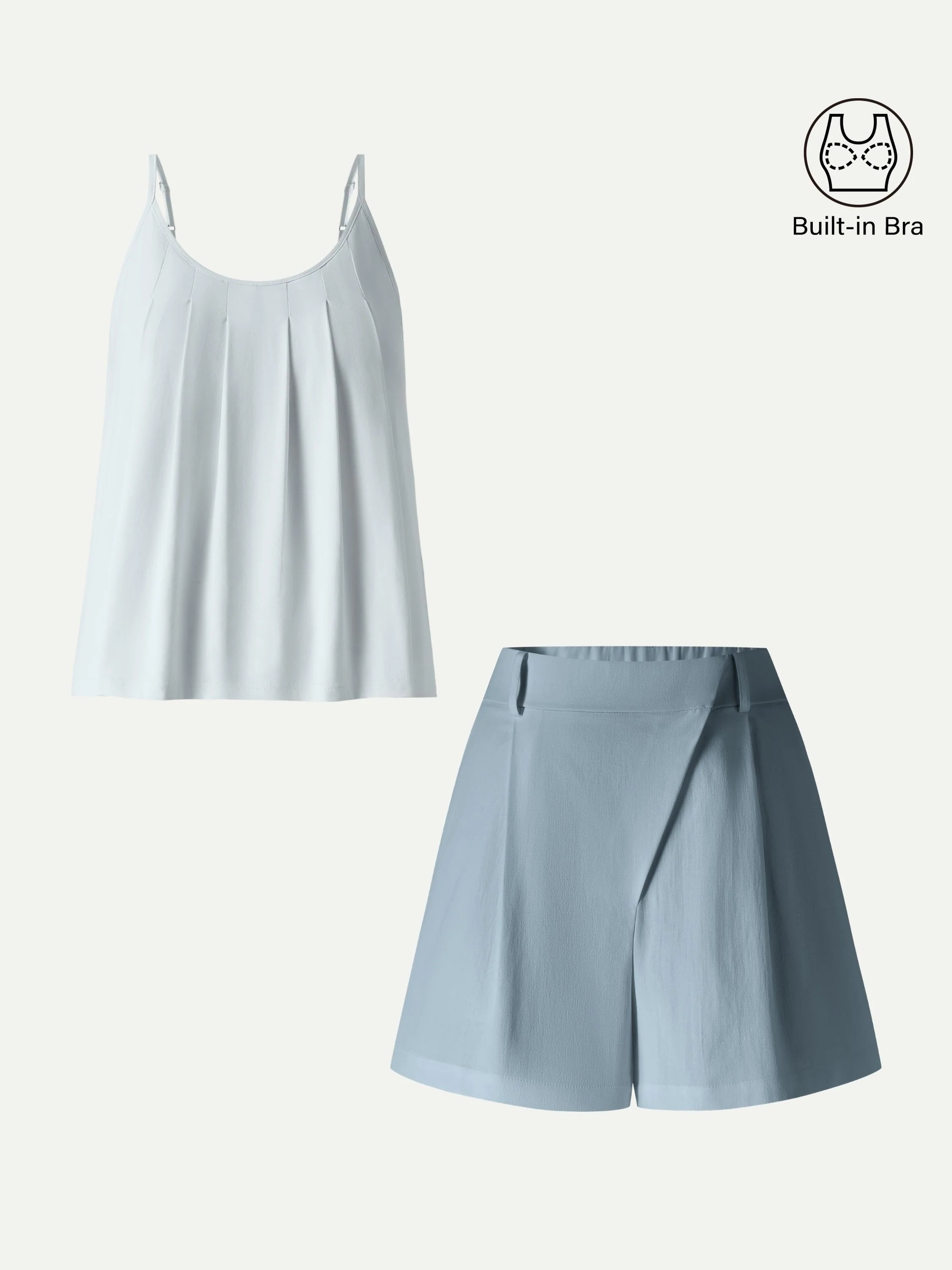2Pcs Set Spaghetti Bra Tank & A-Line Shorts - Image 2