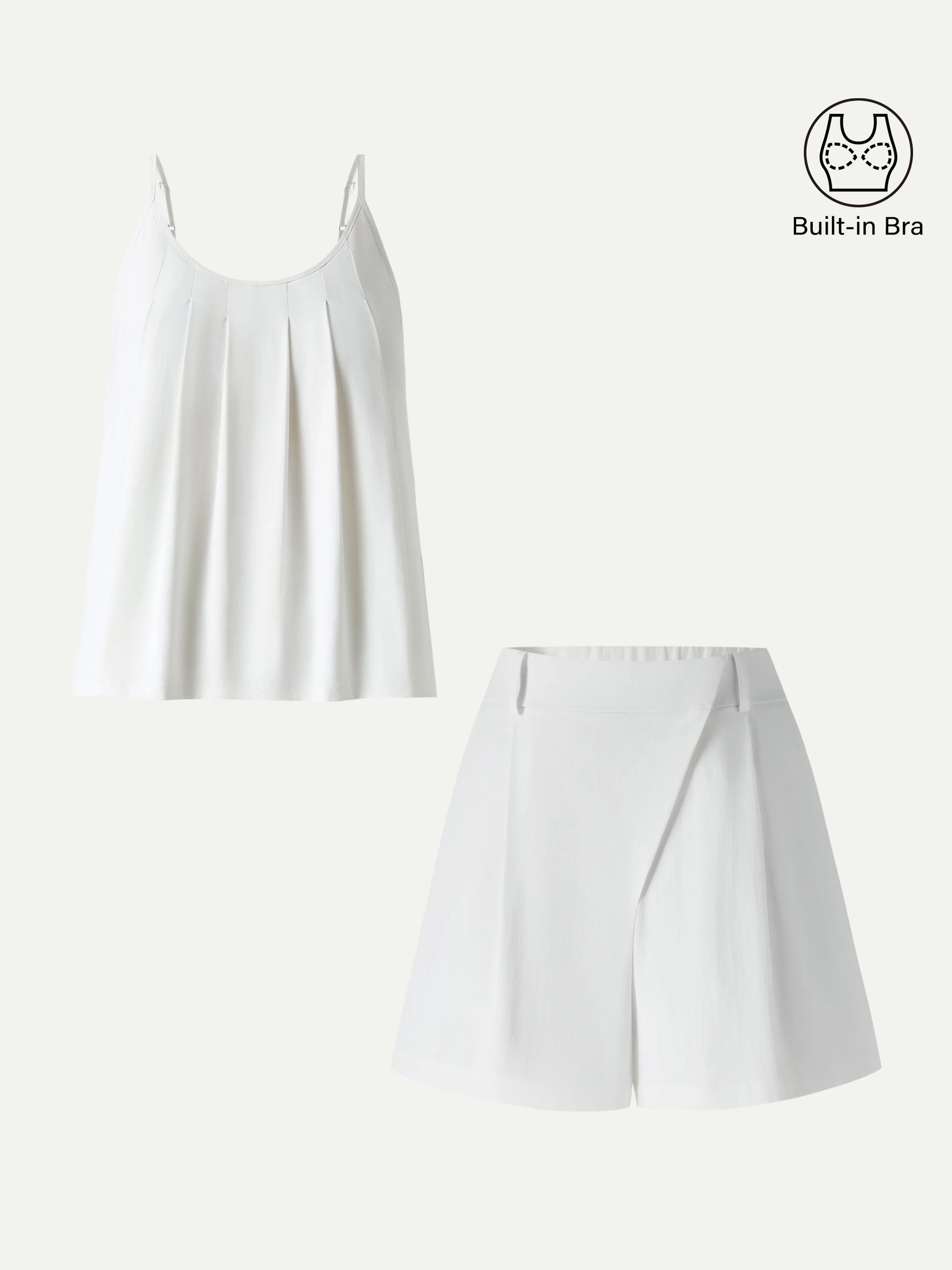 U-Neck Pleated Spaghetti Bra Tank - Image 4