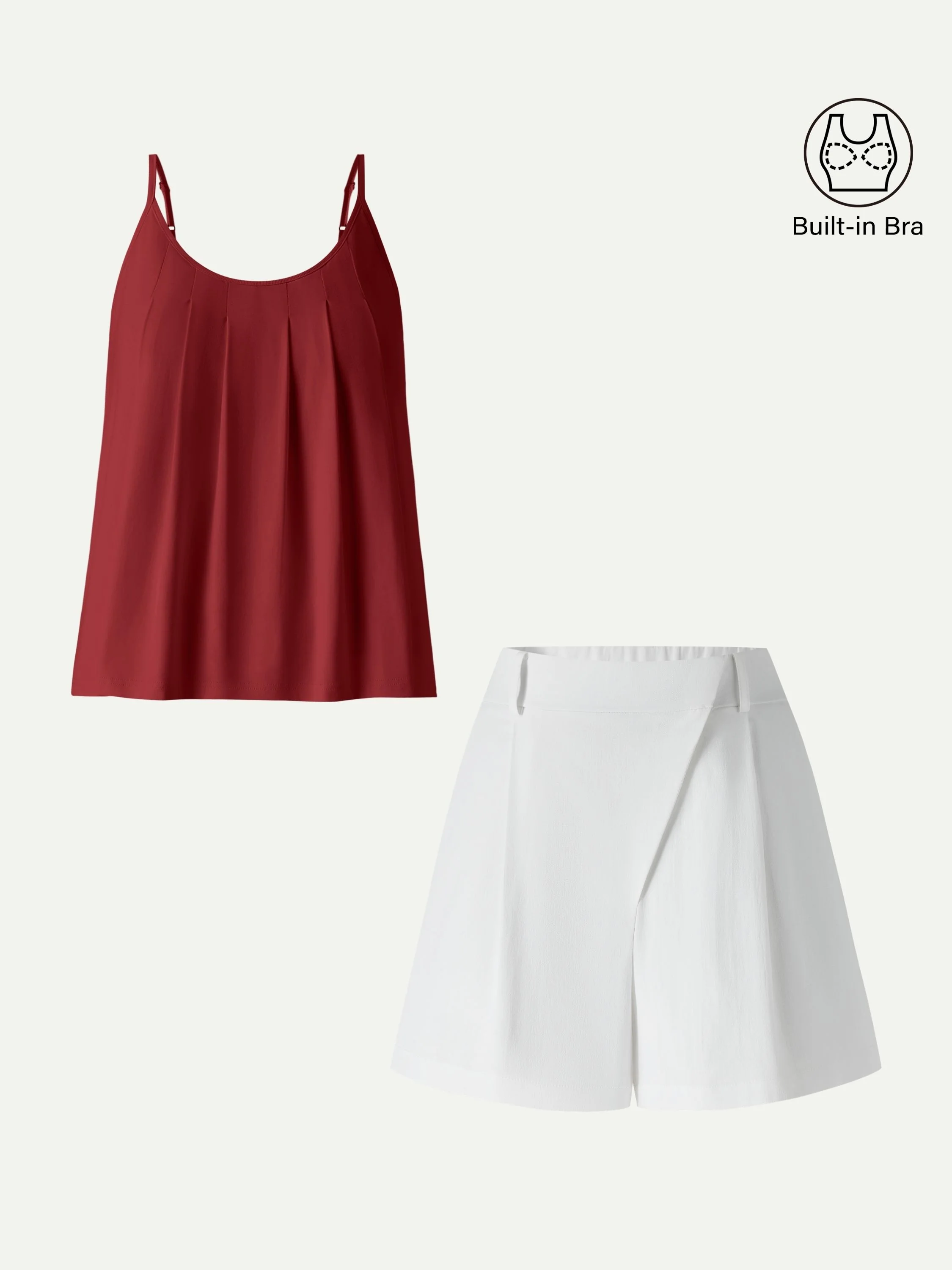 U-Neck Pleated Spaghetti Bra Tank - Image 5