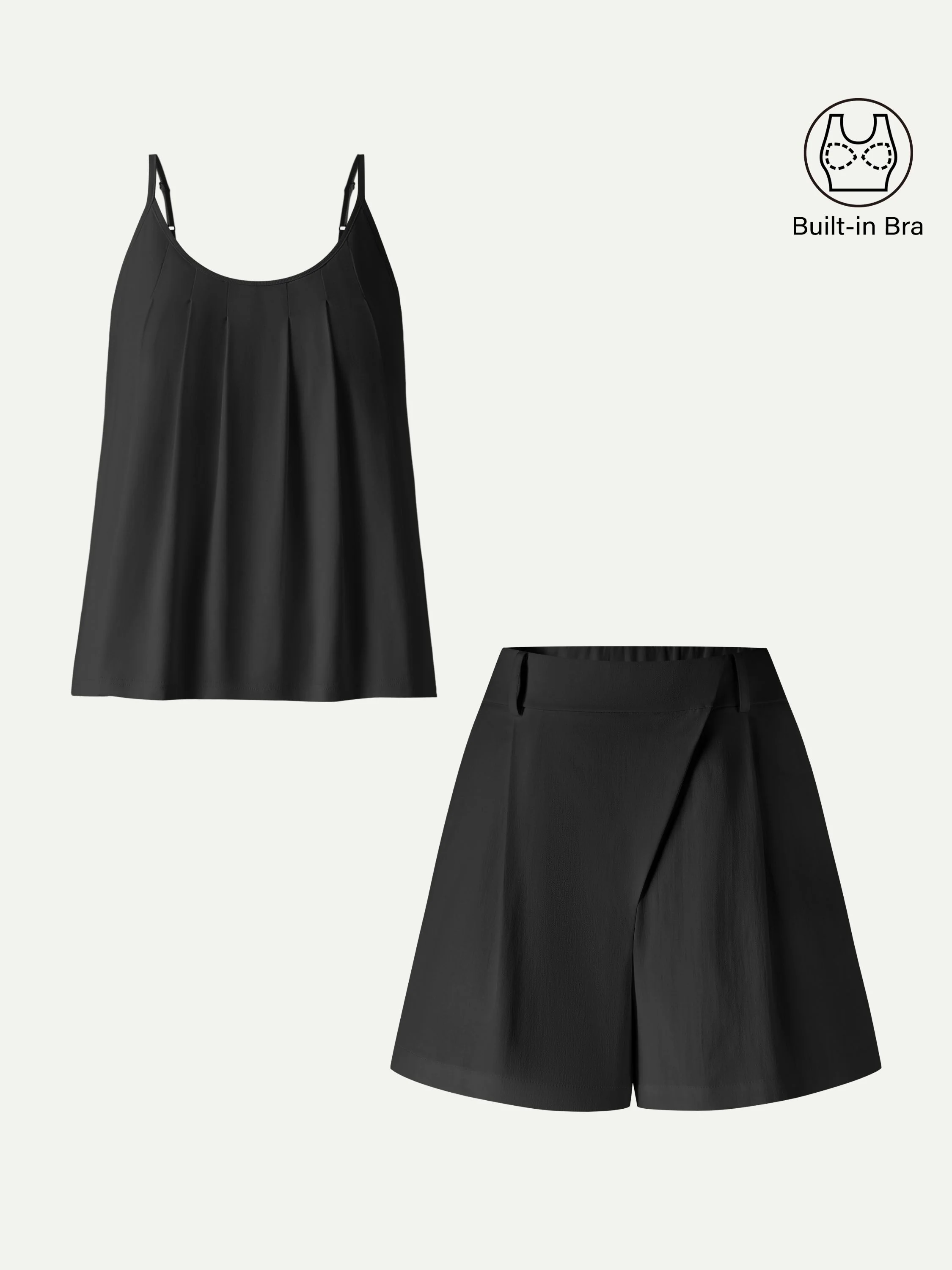2Pcs Set Spaghetti Bra Tank & A-Line Shorts - Image 5