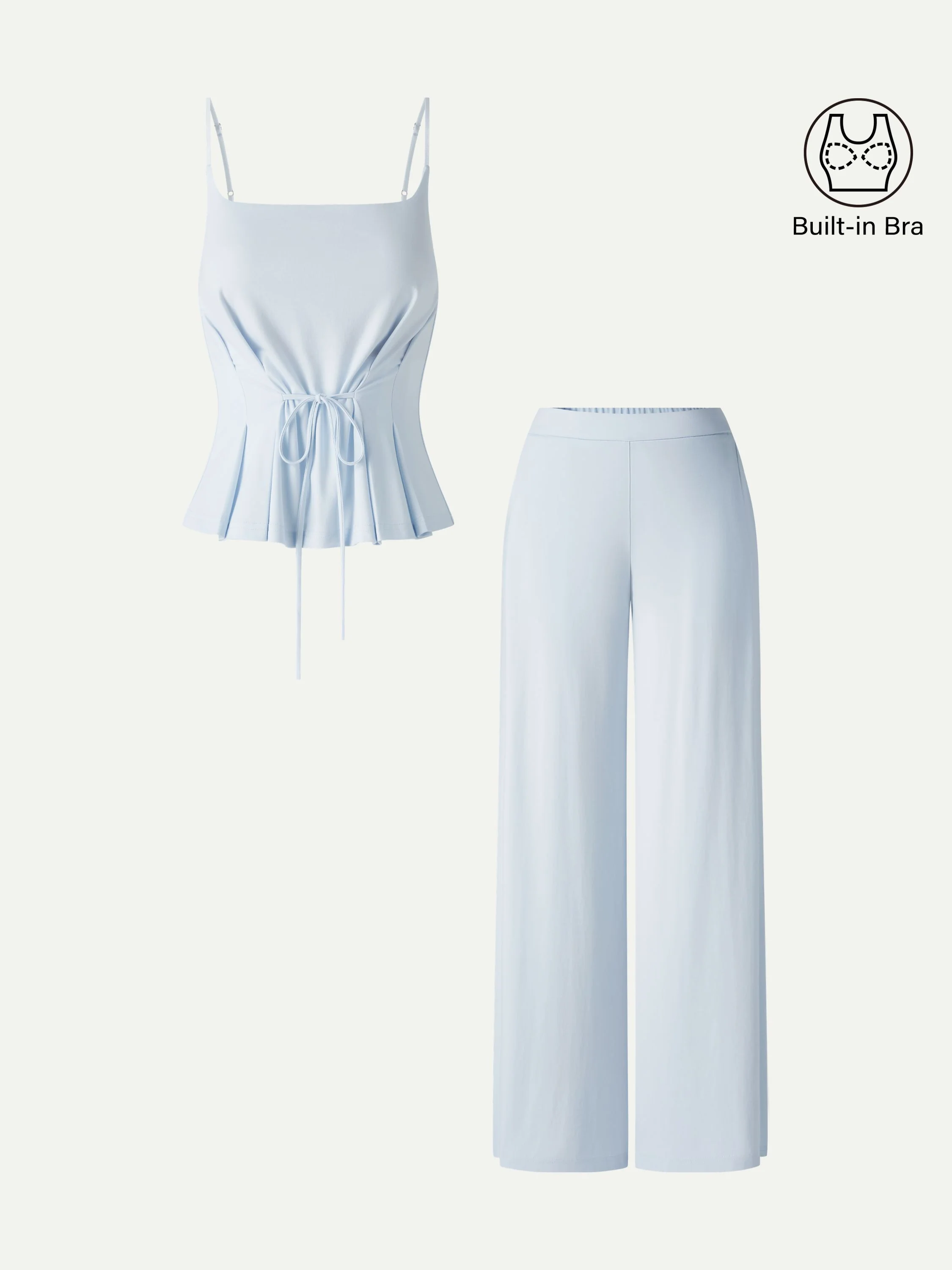 2Pcs Set Spaghetti Bra Top & Wide Leg Pants with Pockets - Image 11