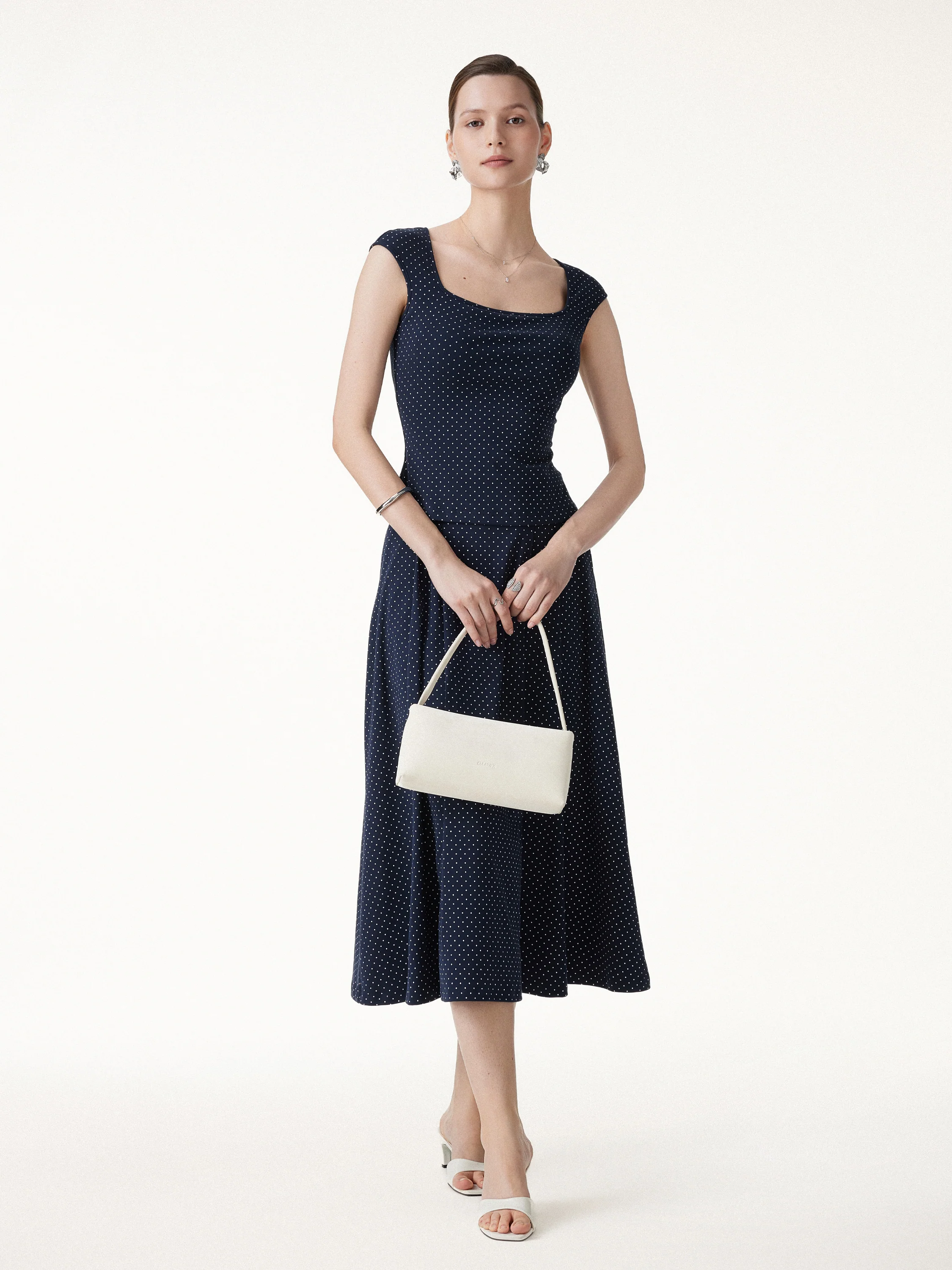 2Pcs Set Square Neck Bra Top & Midi Skirt with Pockets - Image 2