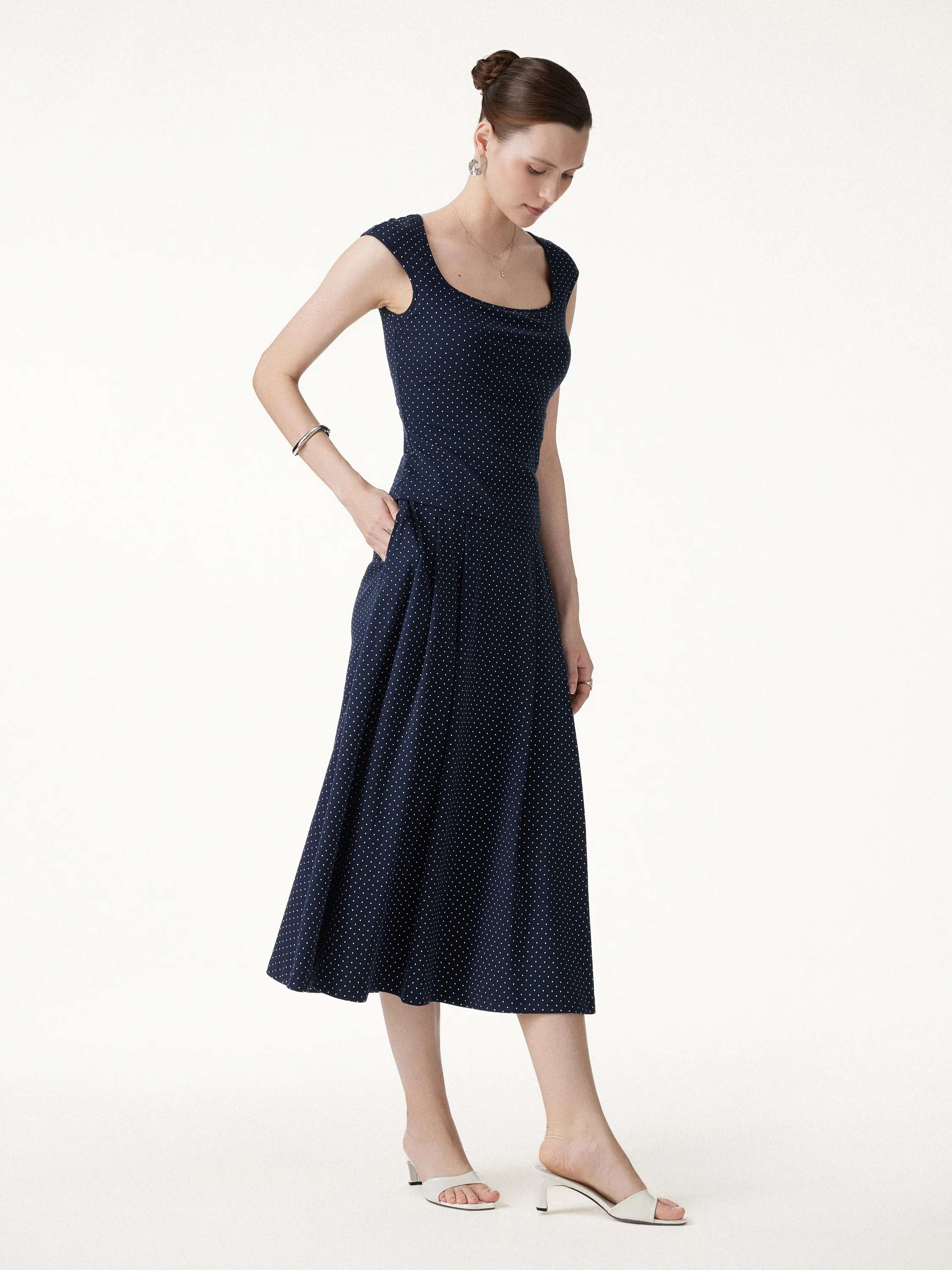 2Pcs Set Square Neck Bra Top & Midi Skirt with Pockets - Image 4