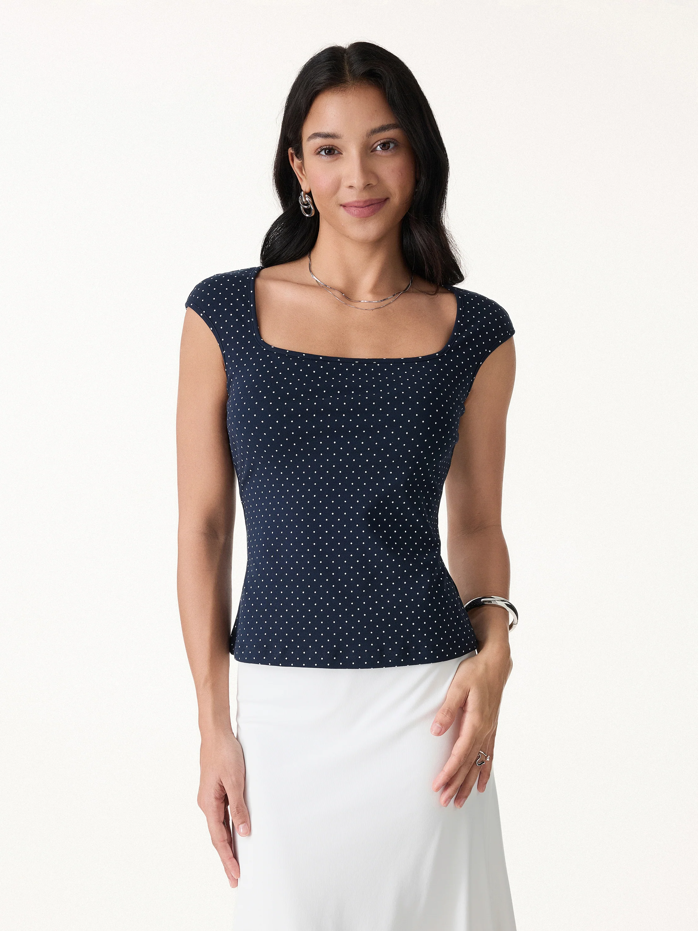 2Pcs Set Square Neck Bra Top & Midi Skirt with Pockets - Image 5