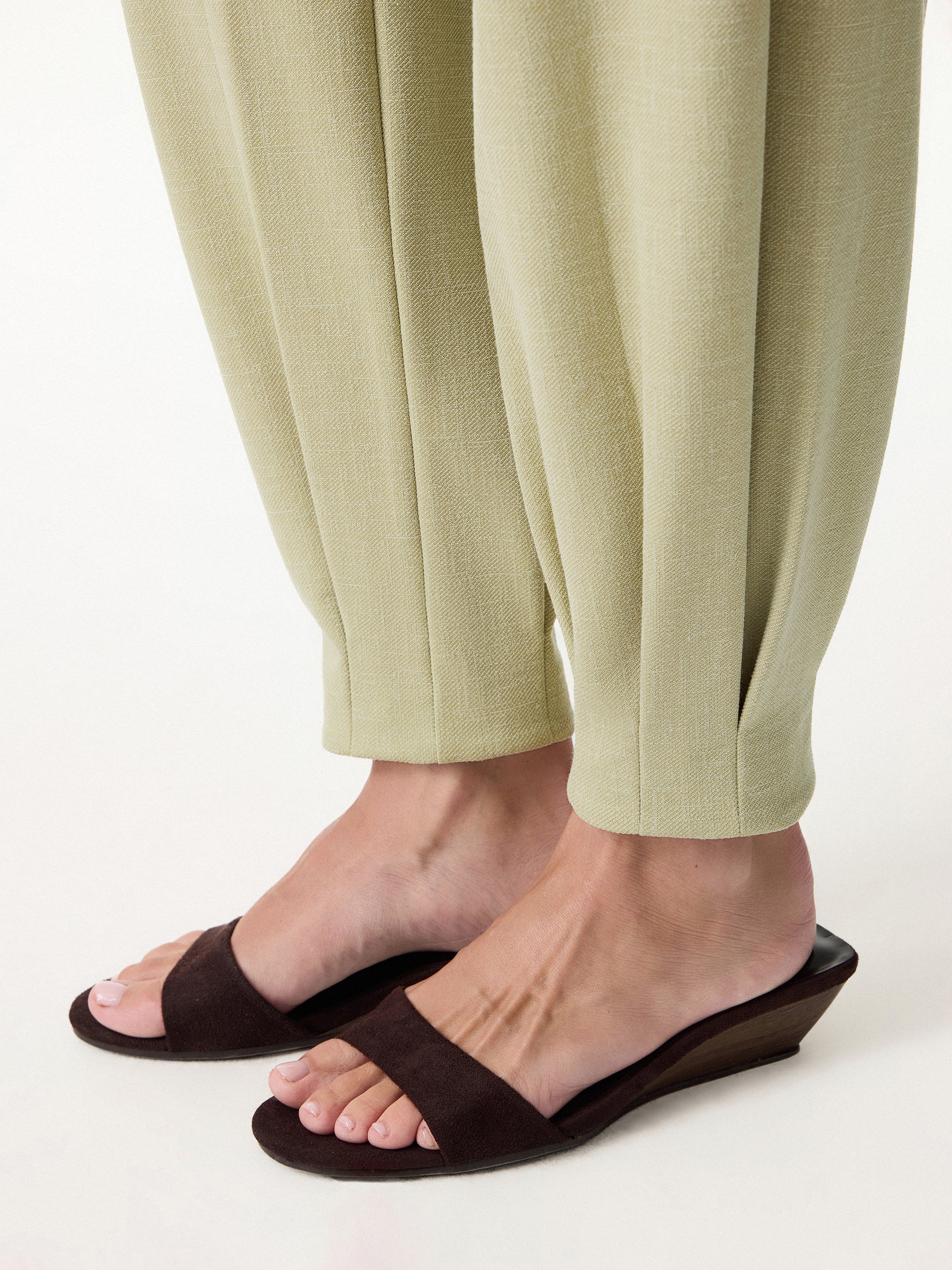 2Pcs Set Stand Collar V-Neck Top & Wrinkle-Resistant Tapered Pant - Image 13