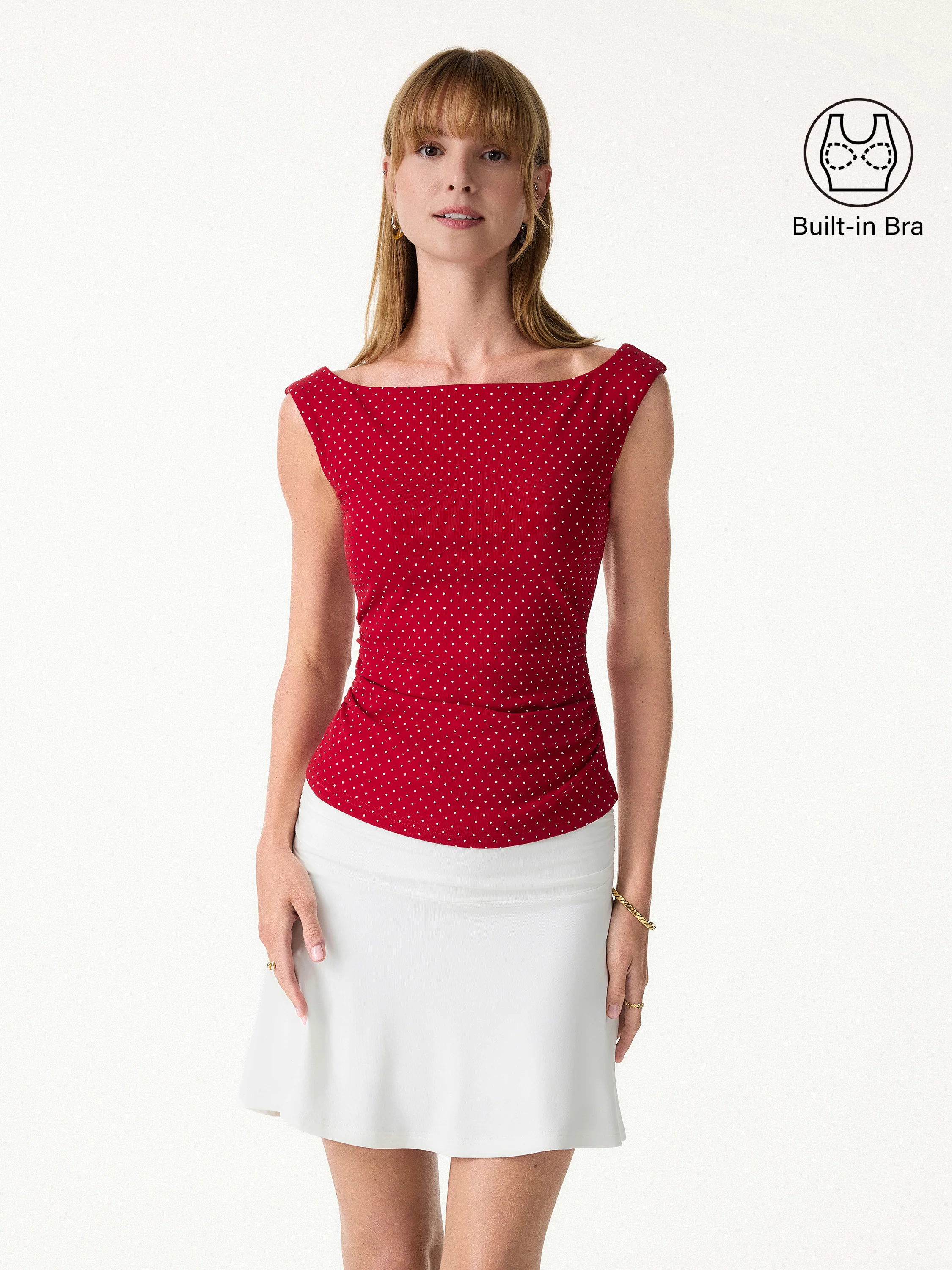 2Pcs Set Polka Dot Boatneck Bra Top & A-Line Flare Skirt Limited Edition - Image 12