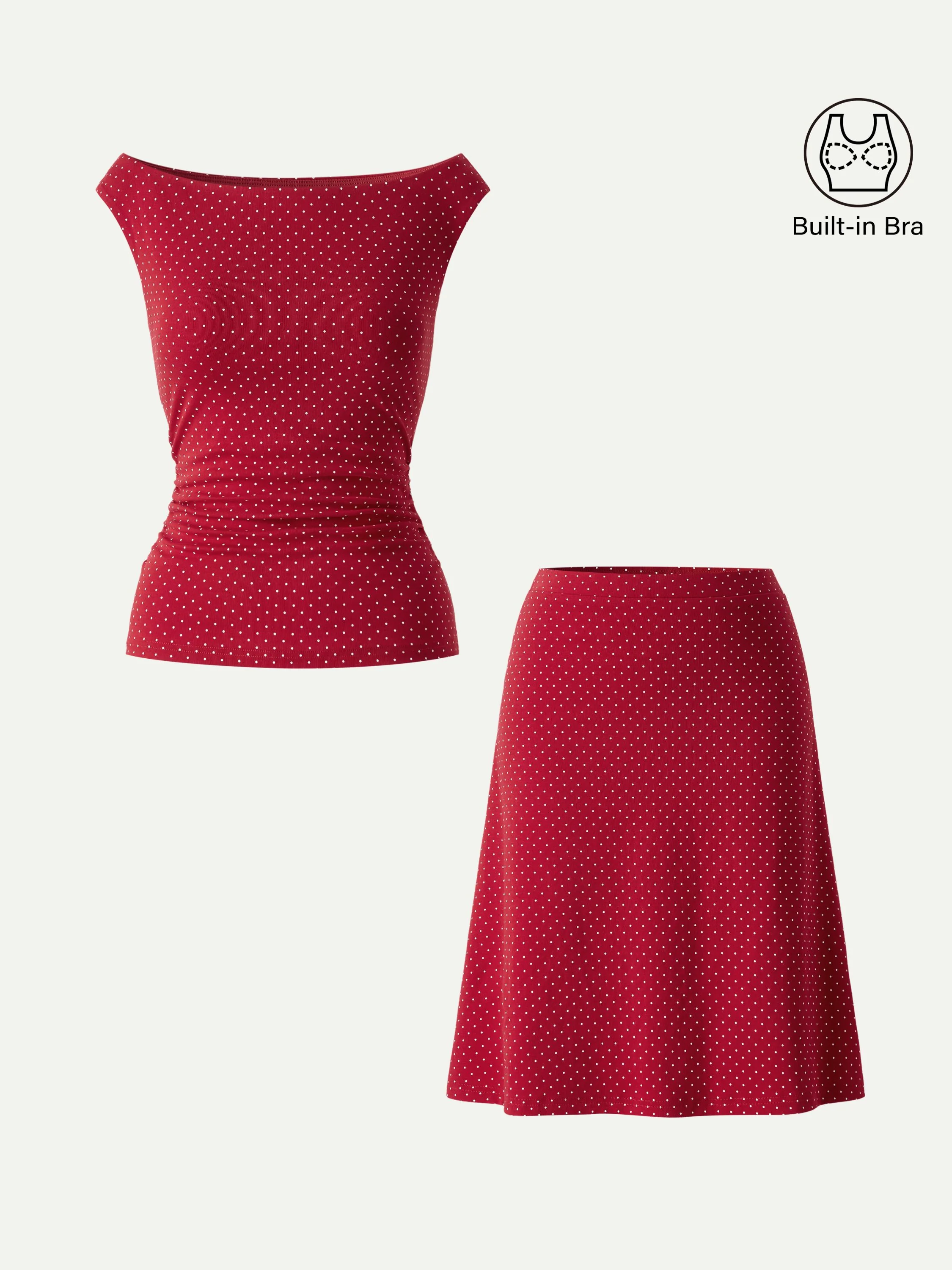 Stretch Cotton Polka Dot Boatneck Ruched Bra Top Limited Edition - Image 5