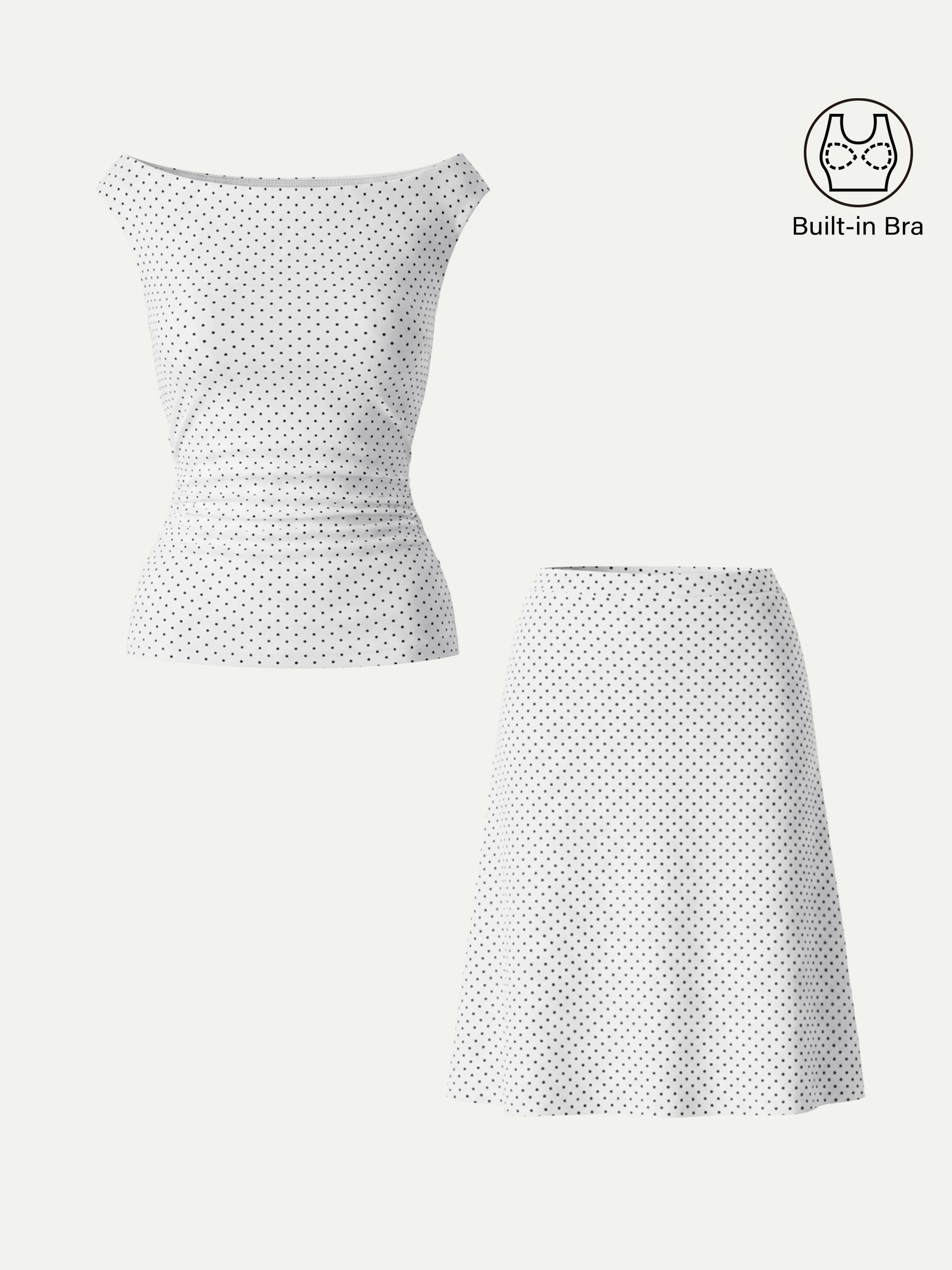 Stretch Cotton Polka Dot Boatneck Ruched Bra Top Limited Edition - Image 6