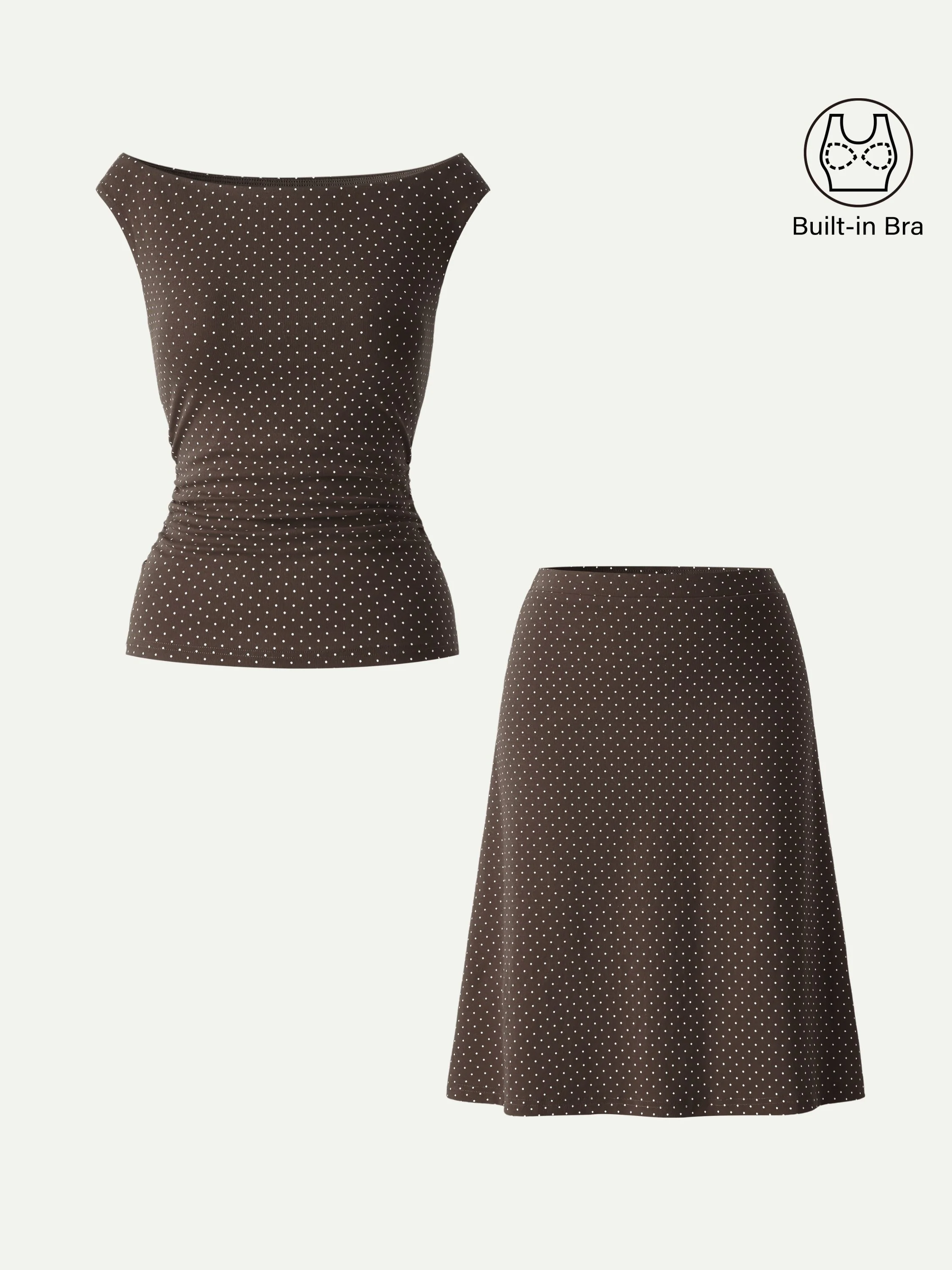 Stretch Cotton Polka Dot Boatneck Ruched Bra Top Limited Edition - Image 4