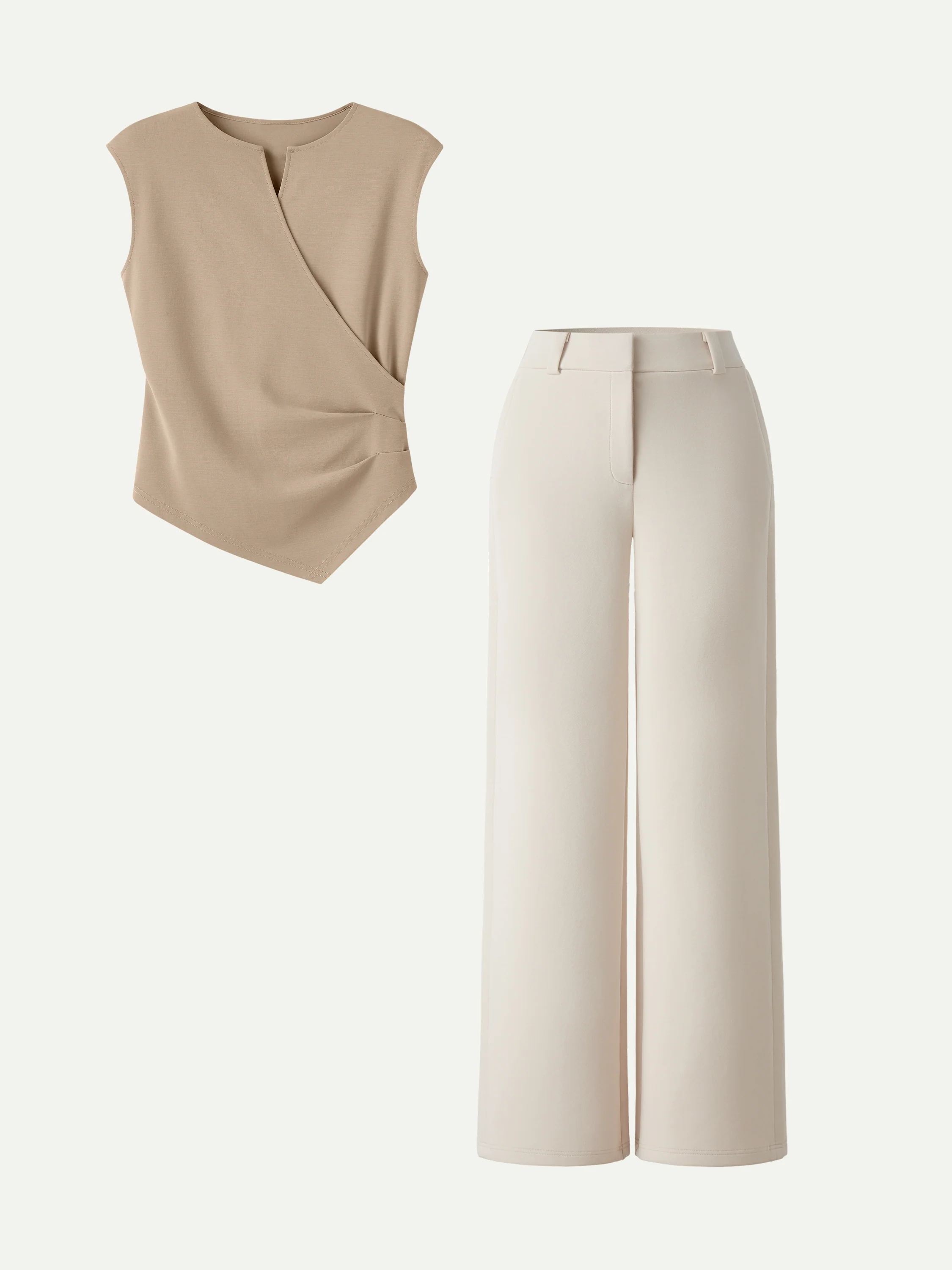 Surplice Wide Shoulder Tucked Angled Tank Top - Image 4