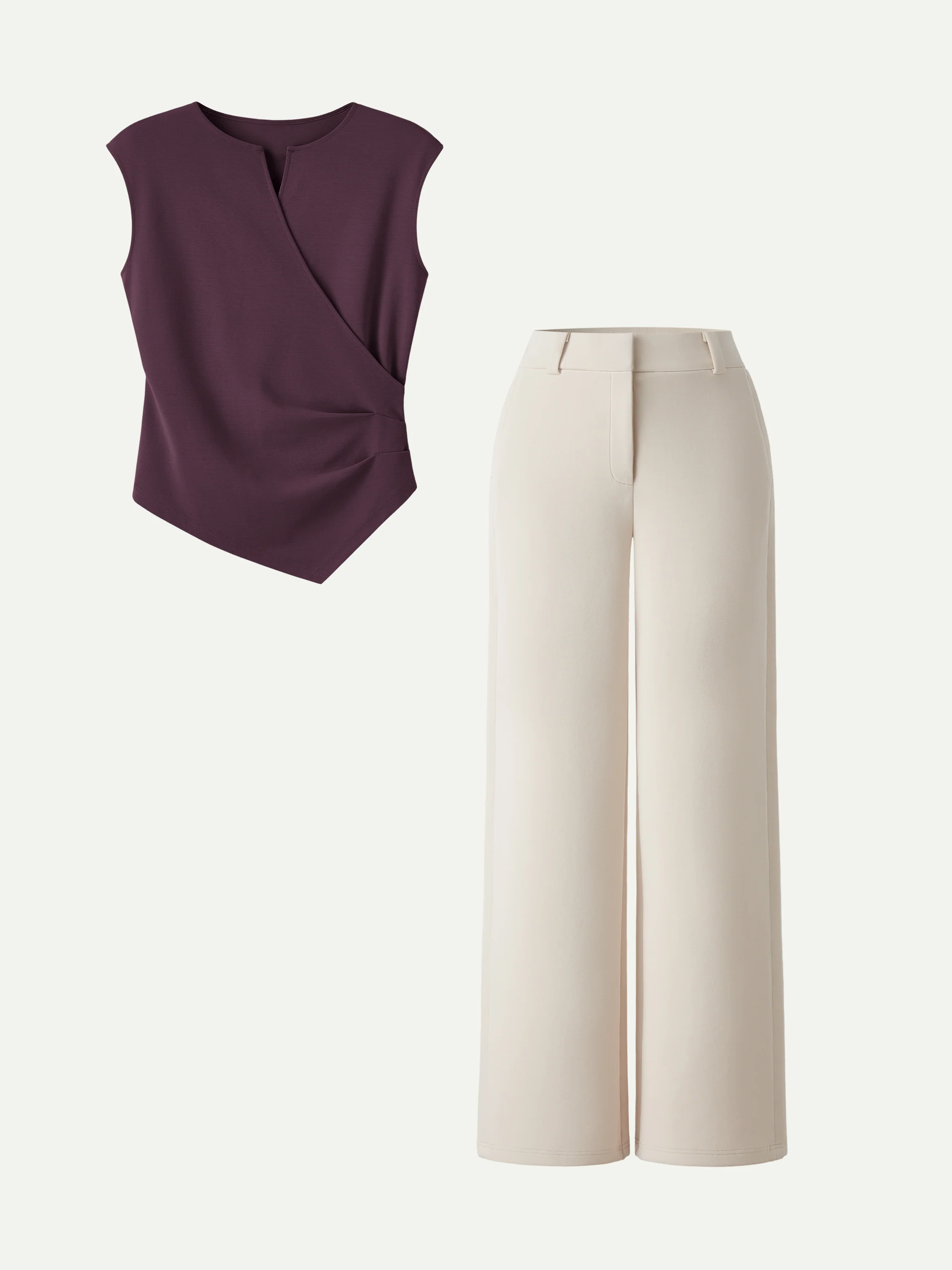 Surplice Wide Shoulder Tucked Angled Tank Top - Image 5