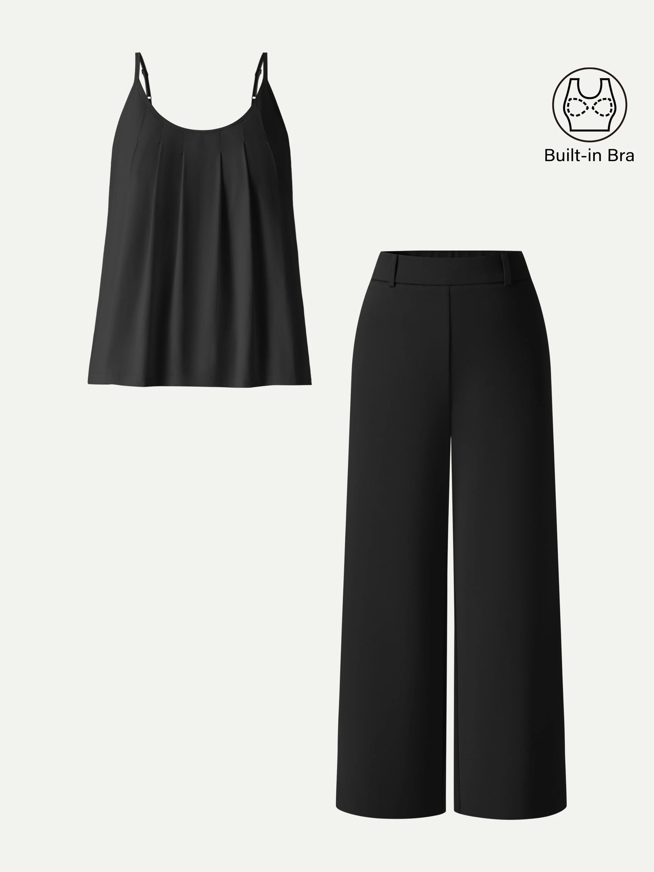 2Pcs Set U-Neck Bra Tank & Cropped Pants with Pockets - Image 4