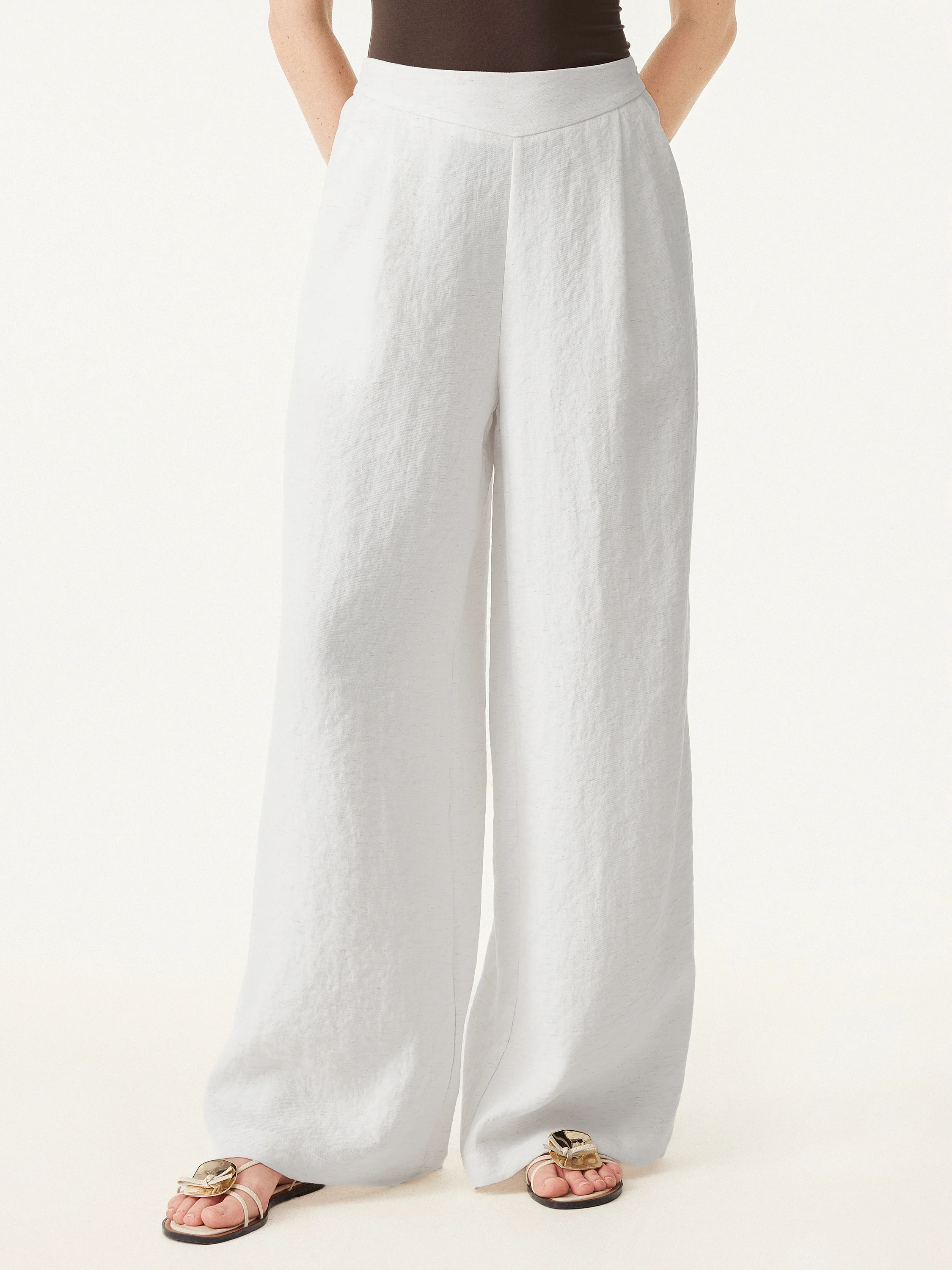 2Pcs Set V-neck Bra Top & Mid Rise Wide Leg Pant with Pockets - Image 11