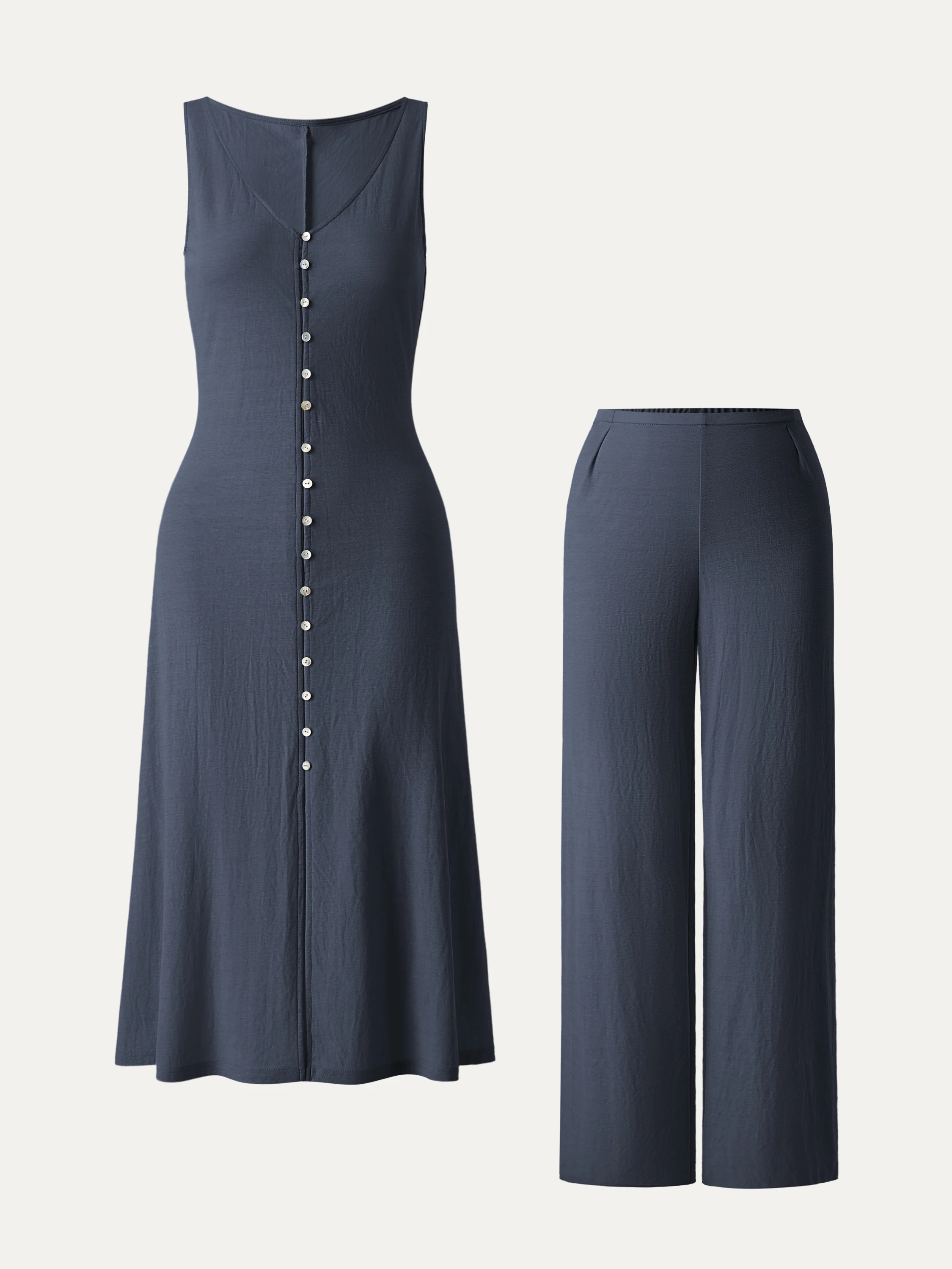 Multi-wear V-neck Button Front Midi Vest Dress - Image 4
