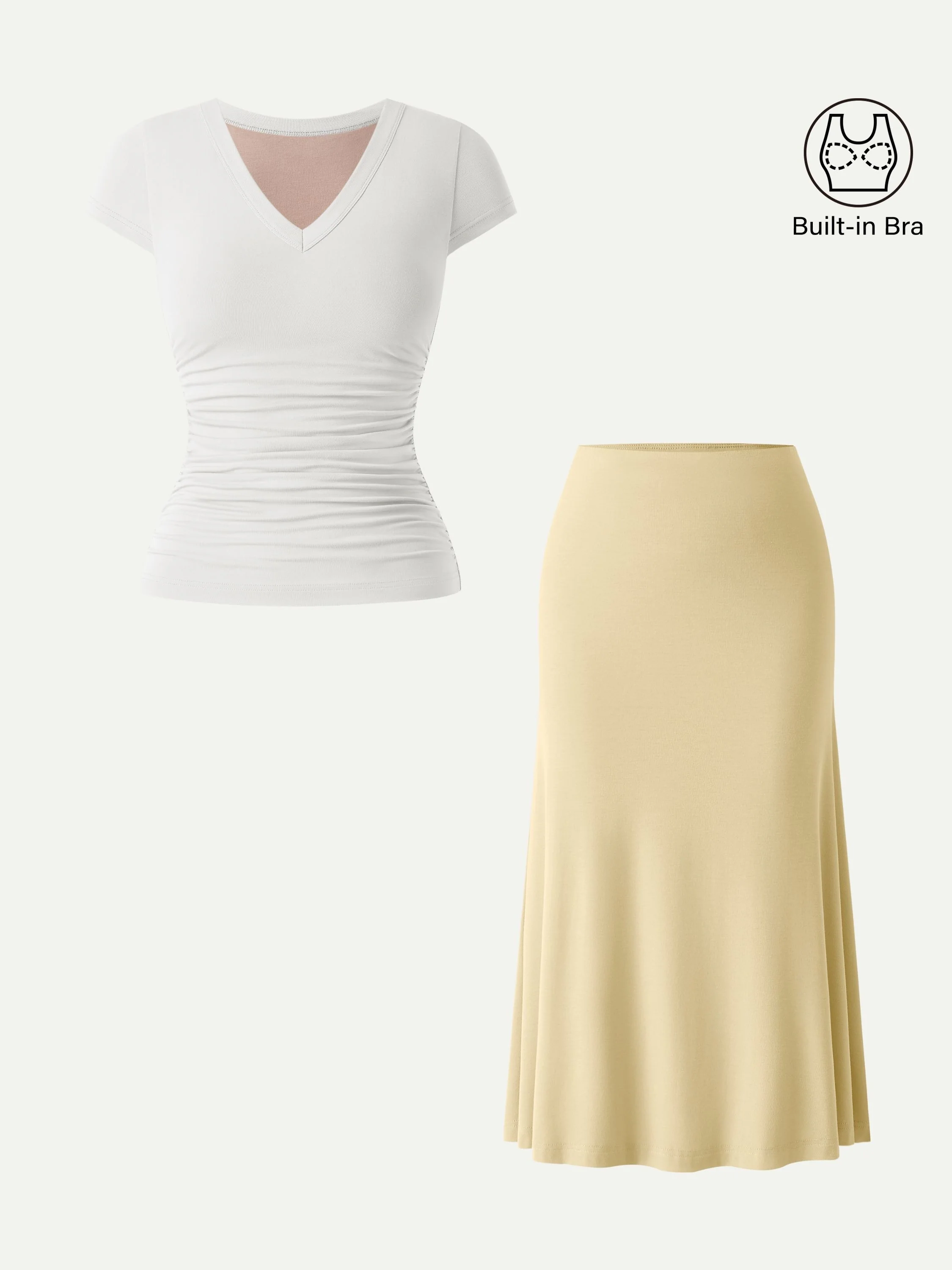 Elevated V-neck Side Ruched Cap Sleeve Bra Tee - Image 4