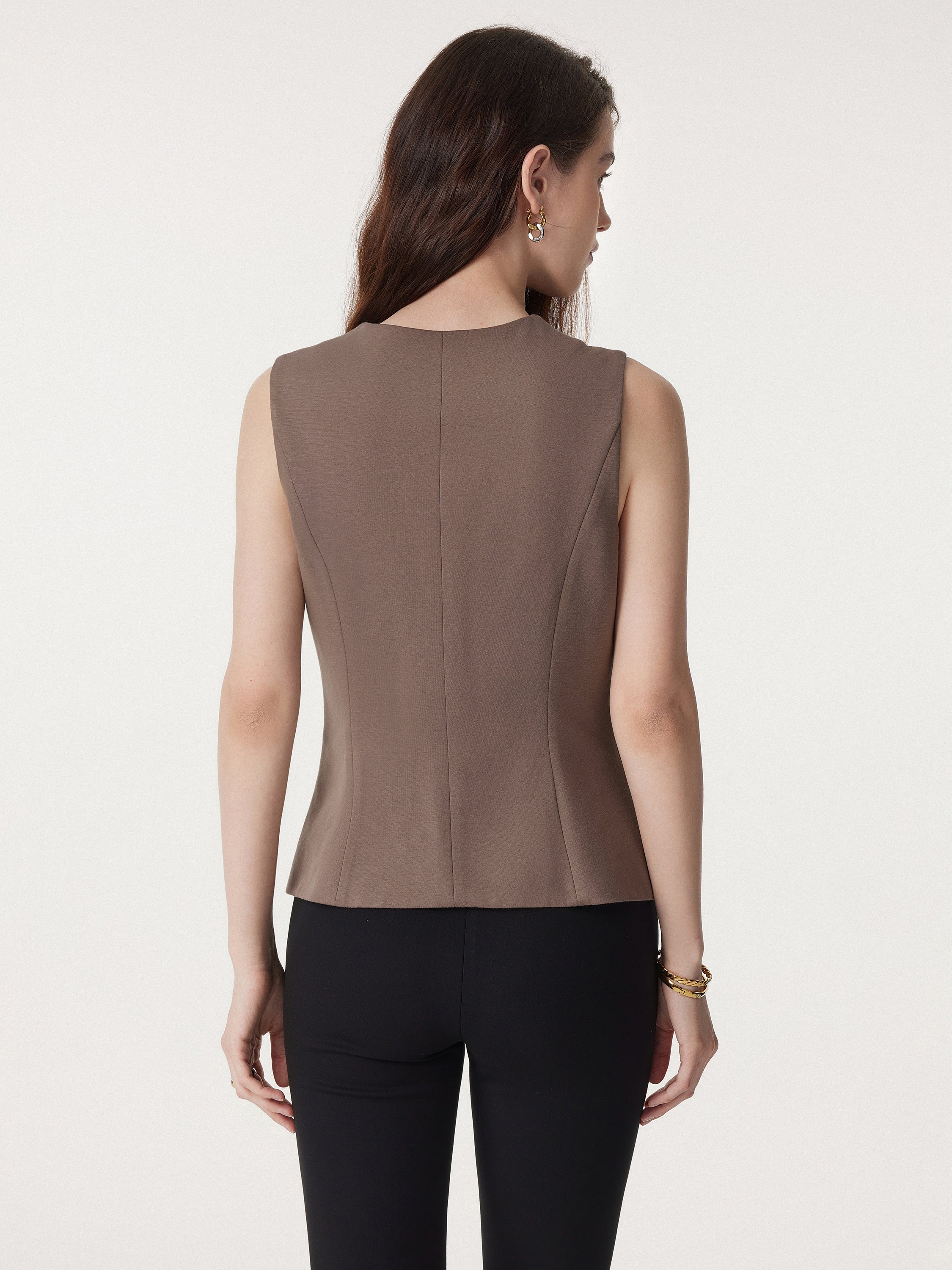 2Pcs Set Waistcoat with Pockets & Wide Leg Pant with Pockets - Image 9