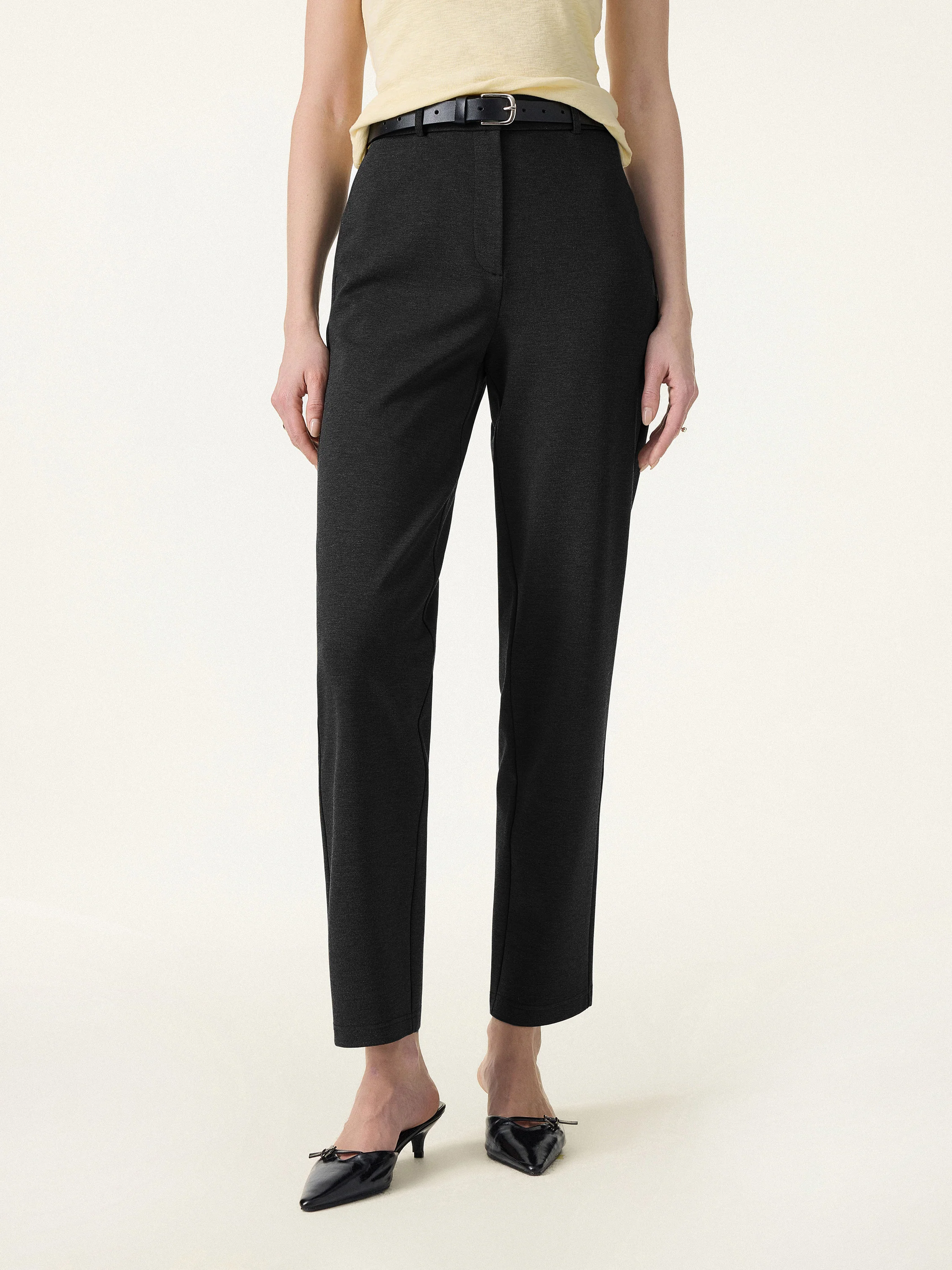 4-Way Stretch High Rise Tapered Leg Pant with Pockets