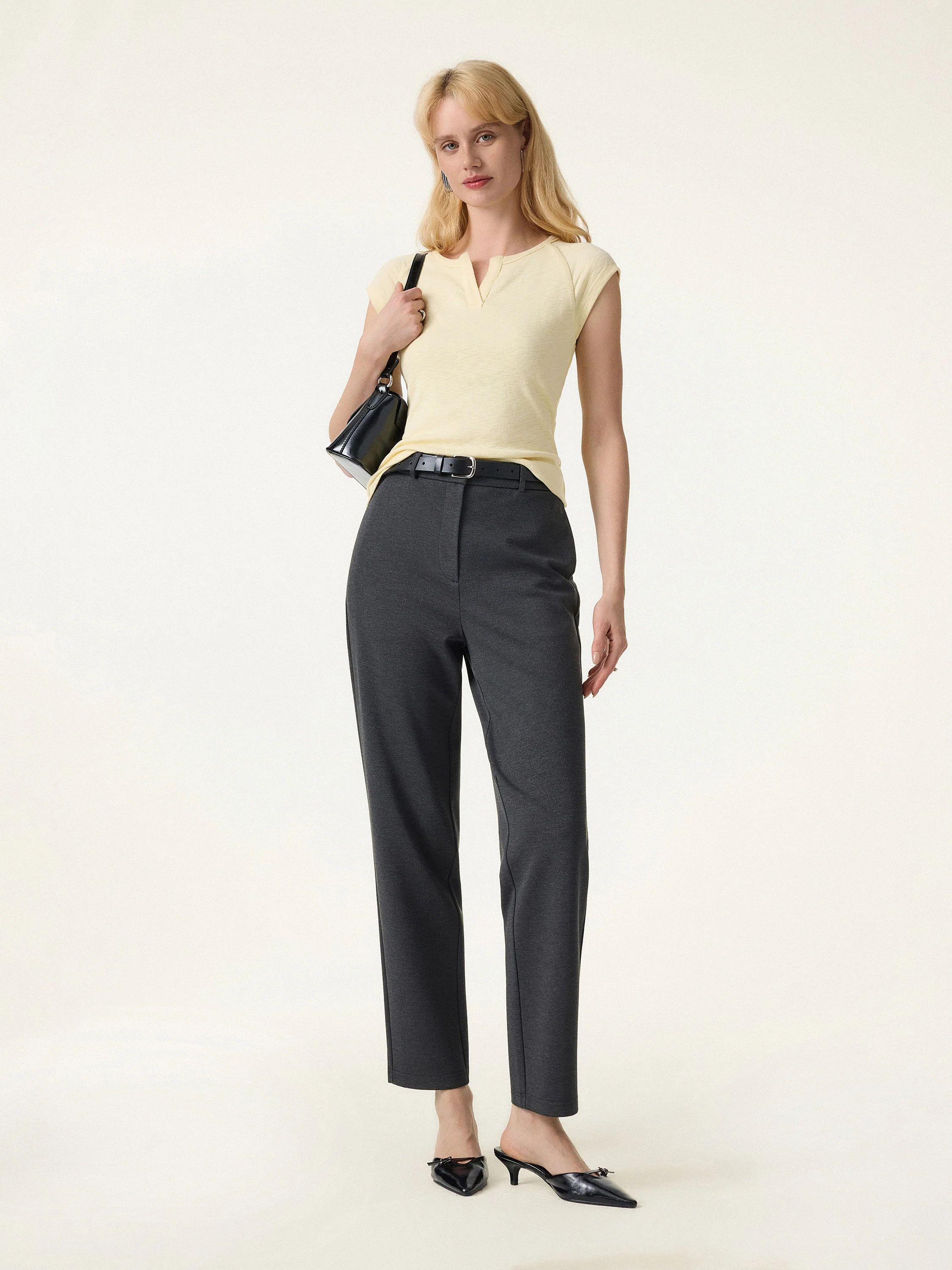 4-Way Stretch High Rise Tapered Leg Pant with Pockets - Image 4