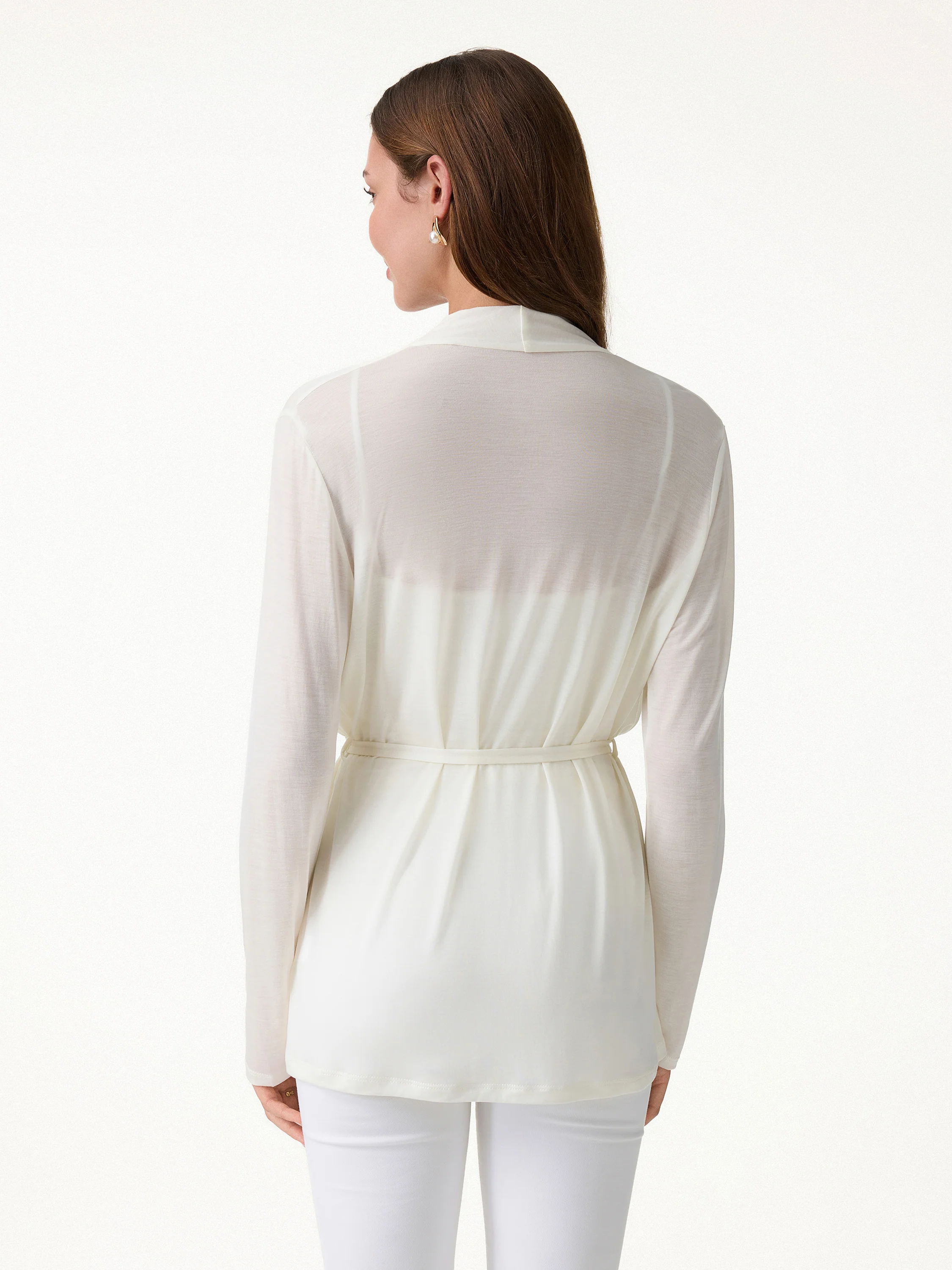 Airy Soft Open Front Cardigan with Tie - Image 8